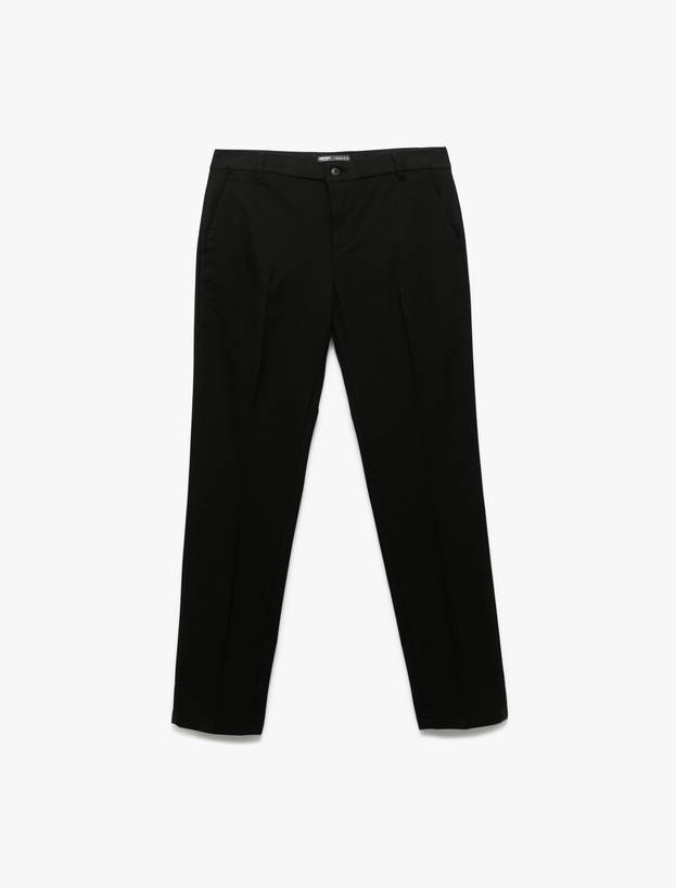 Düğmeli Cep Detaylı Slim Fit Kumaş Pantolon_2