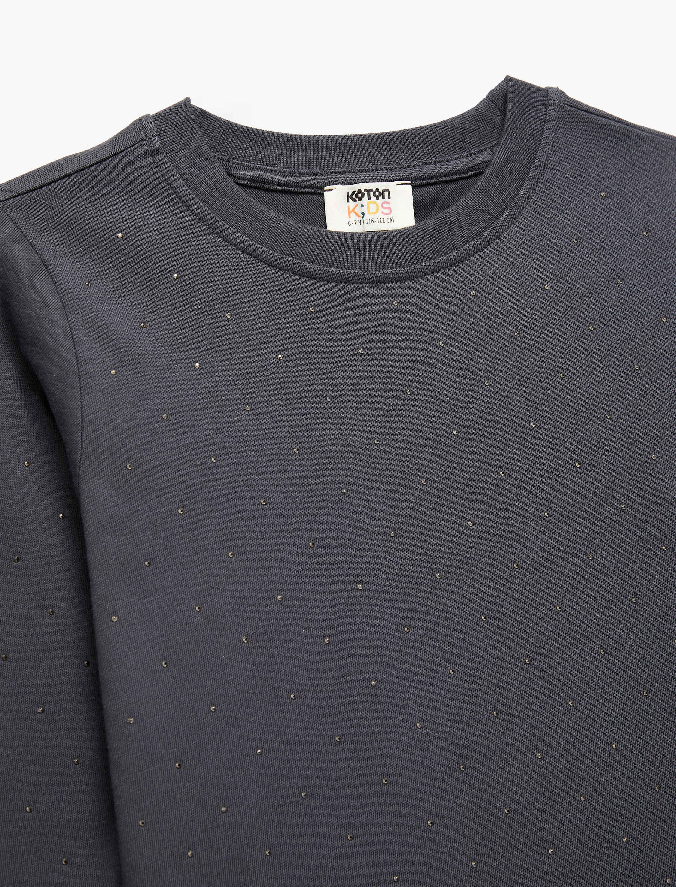  Kız Çocuk Uzun Kollu Bisiklet Yaka Pamuklu Tişört