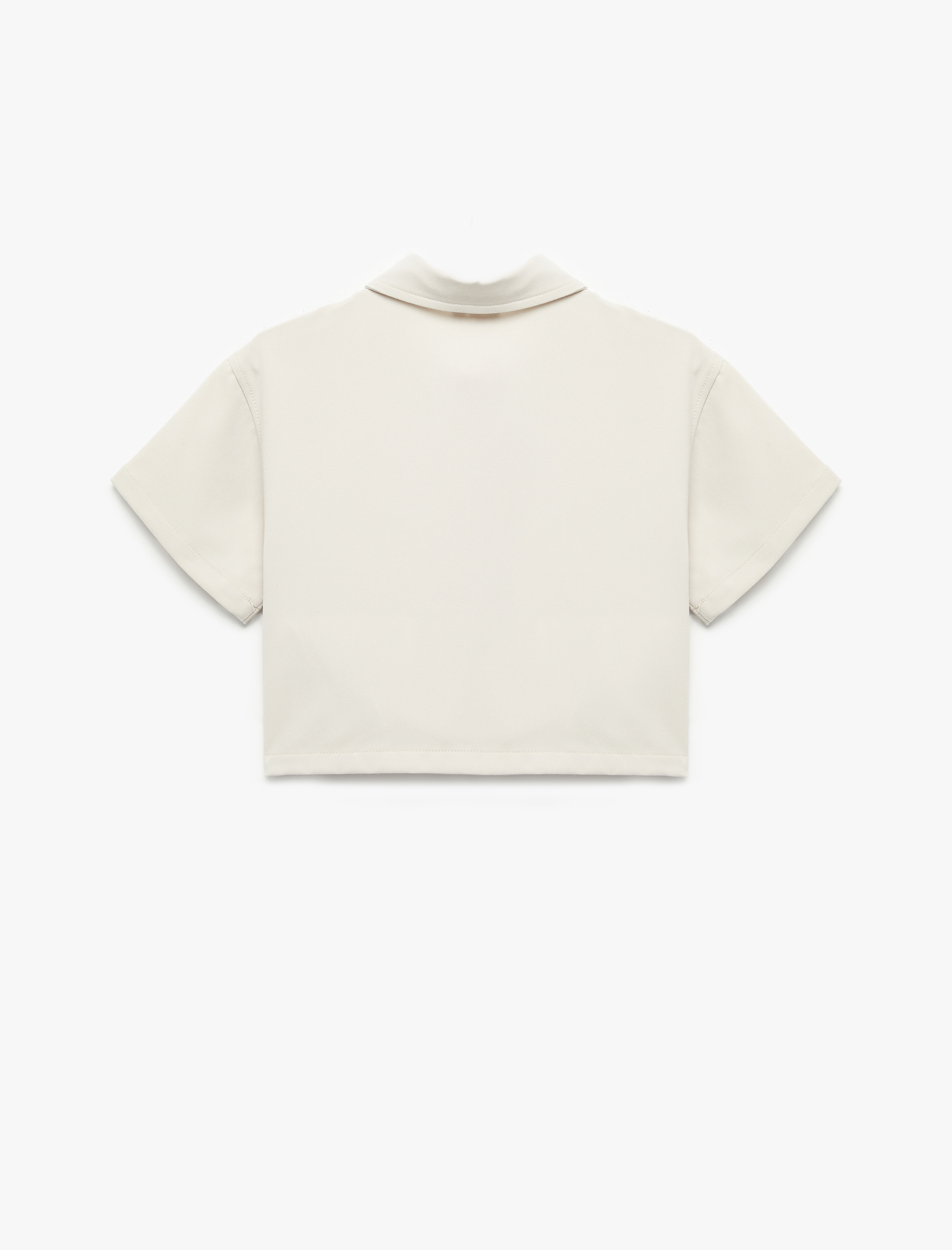  Kız Çocuk Viskon Karışımlı Kısa Kollu Düğmeli Crop Gömlek