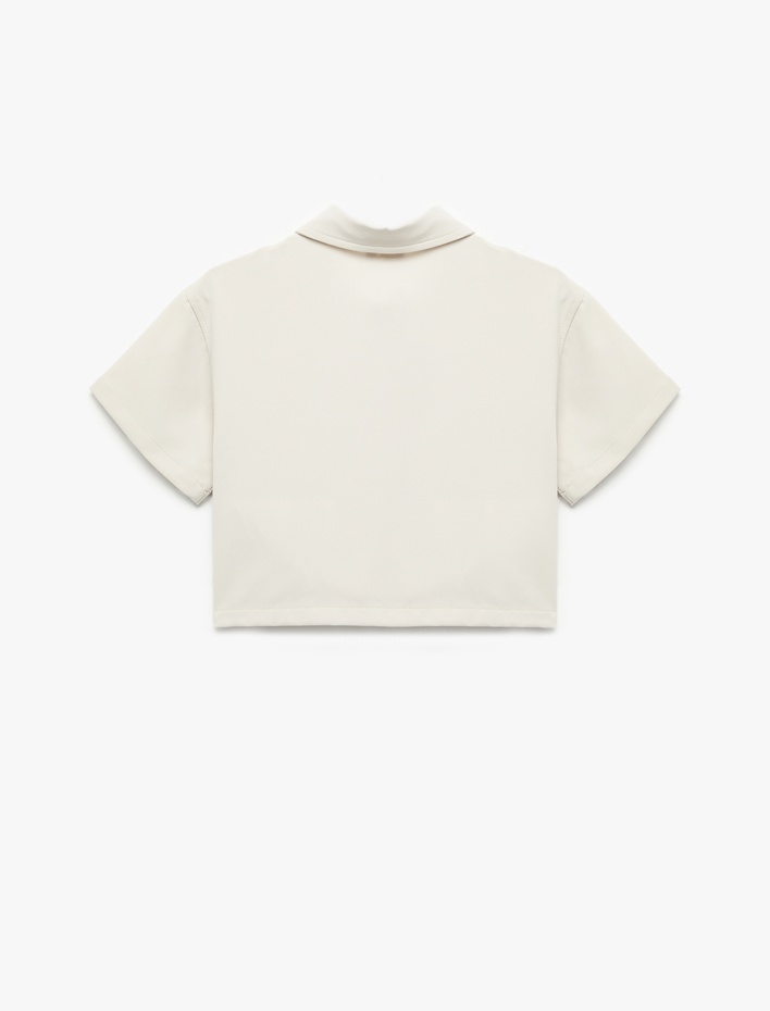 Kız Çocuk Viskon Karışımlı Kısa Kollu Düğmeli Crop Gömlek