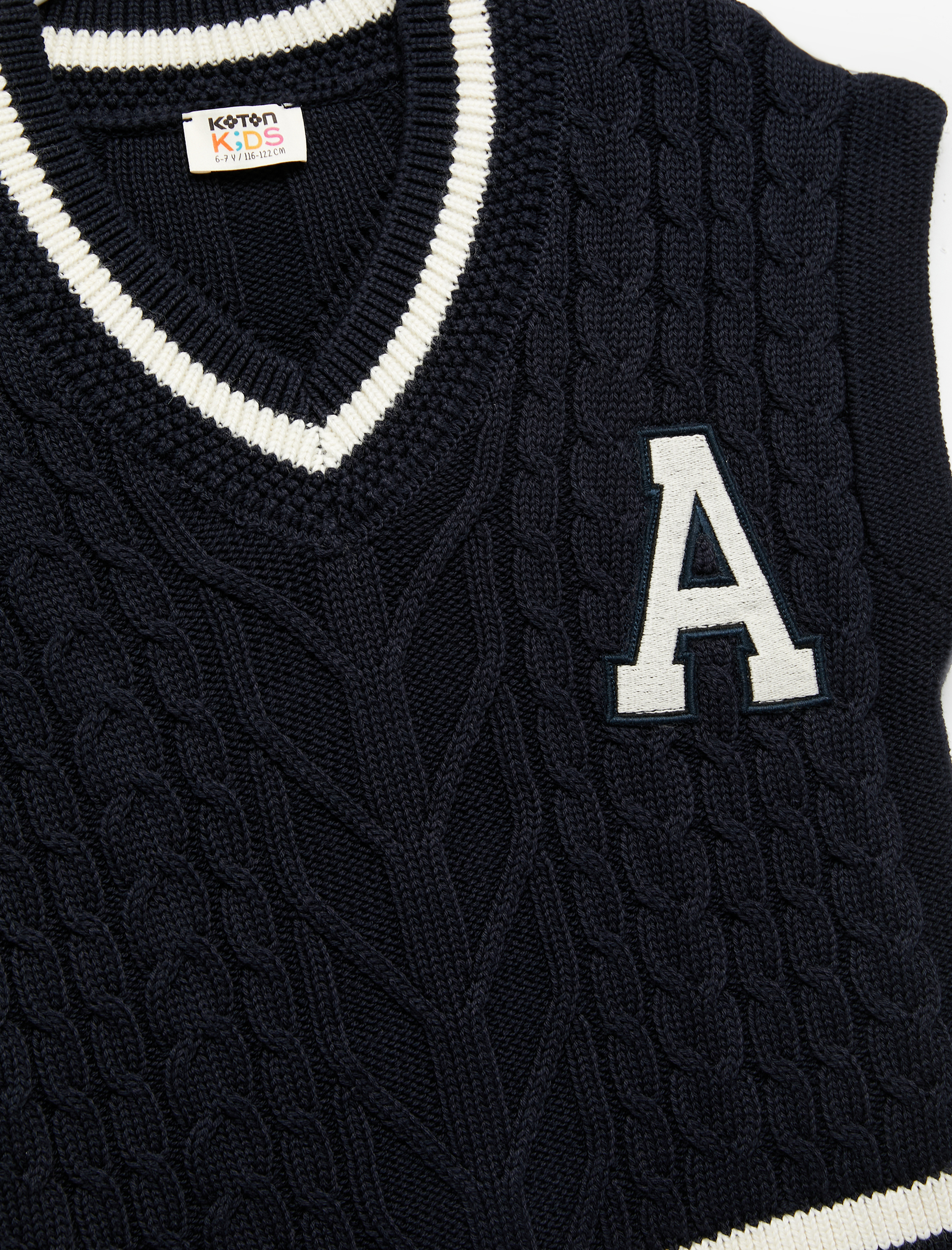  Kız Çocuk Pamuklu Kolsuz V Yaka Triko Okul Süveteri