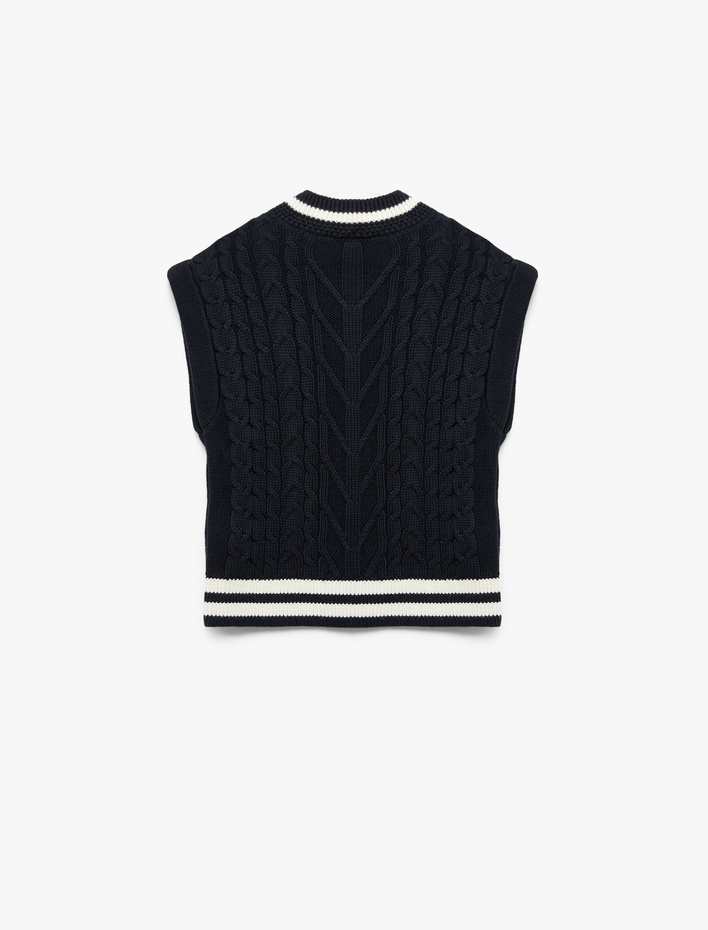 Kız Çocuk Pamuklu Kolsuz V Yaka Triko Okul Süveteri