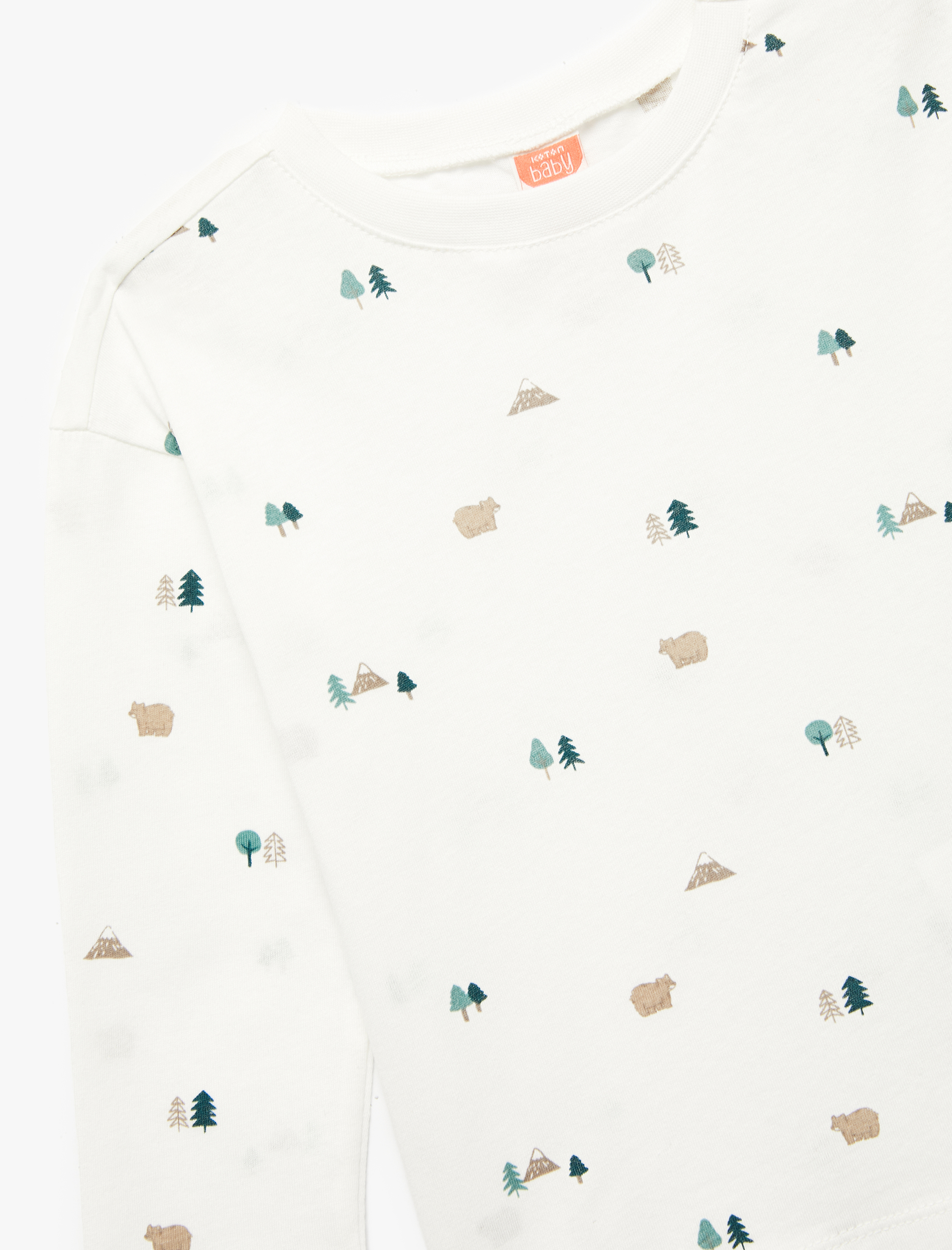  Erkek Bebek Pamuklu Uzun Kollu Bisiklet Yaka Yılbaşı Baskılı Yılbaşı Tişört