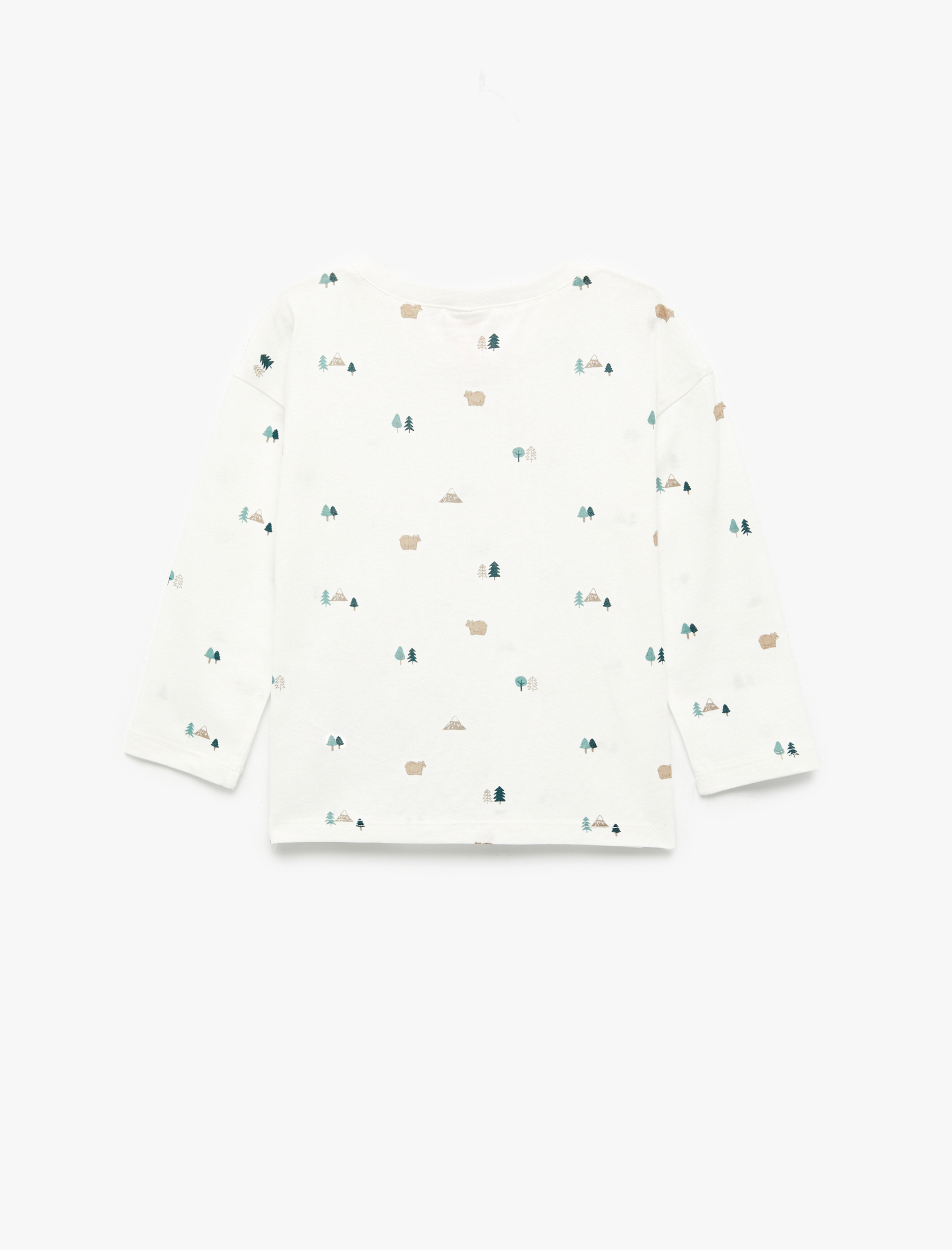  Erkek Bebek Pamuklu Uzun Kollu Bisiklet Yaka Yılbaşı Baskılı Yılbaşı Tişört