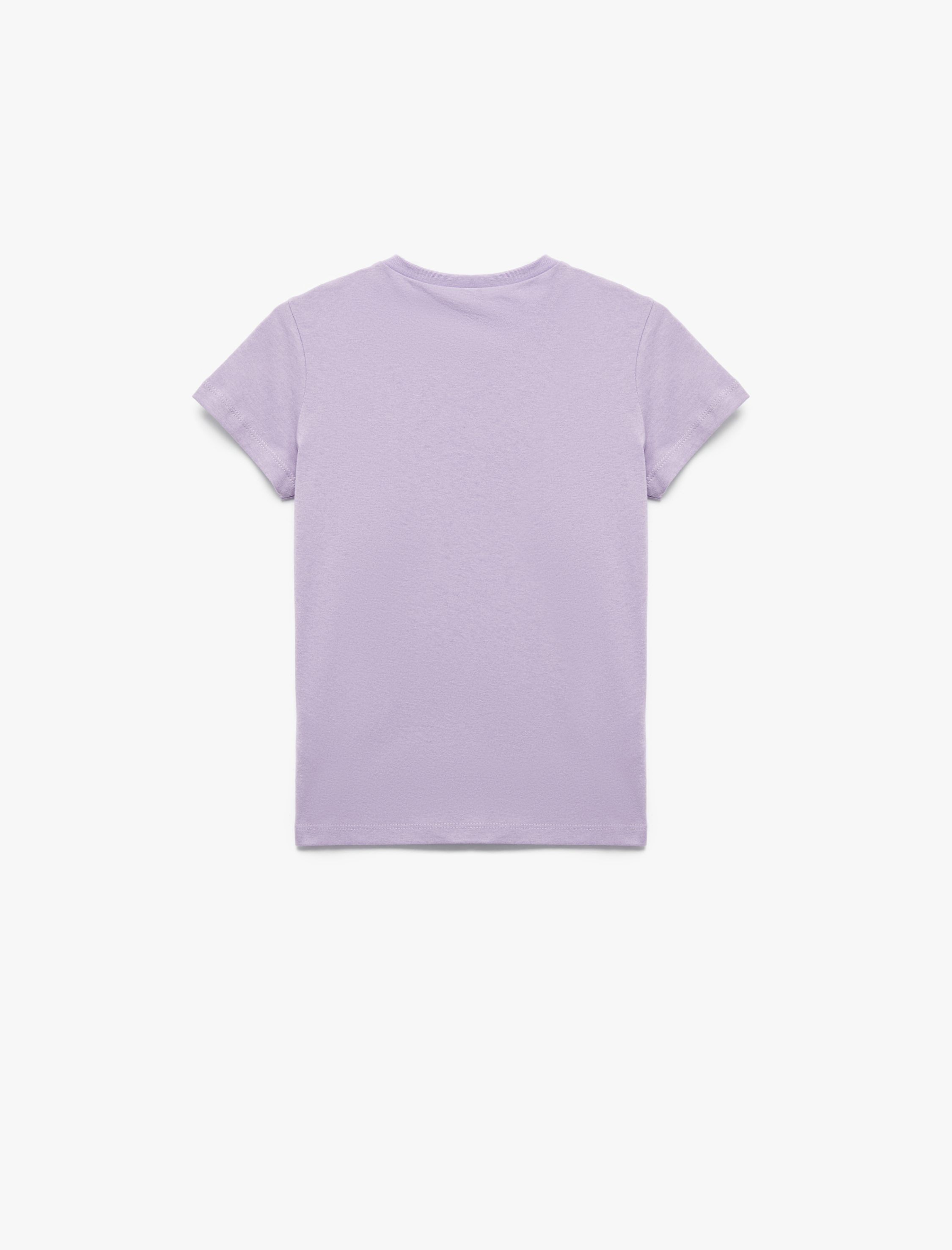  Kız Çocuk Pamuklu Kalp Baskılı Bisiklet Yaka Kısa Kollu Tişört