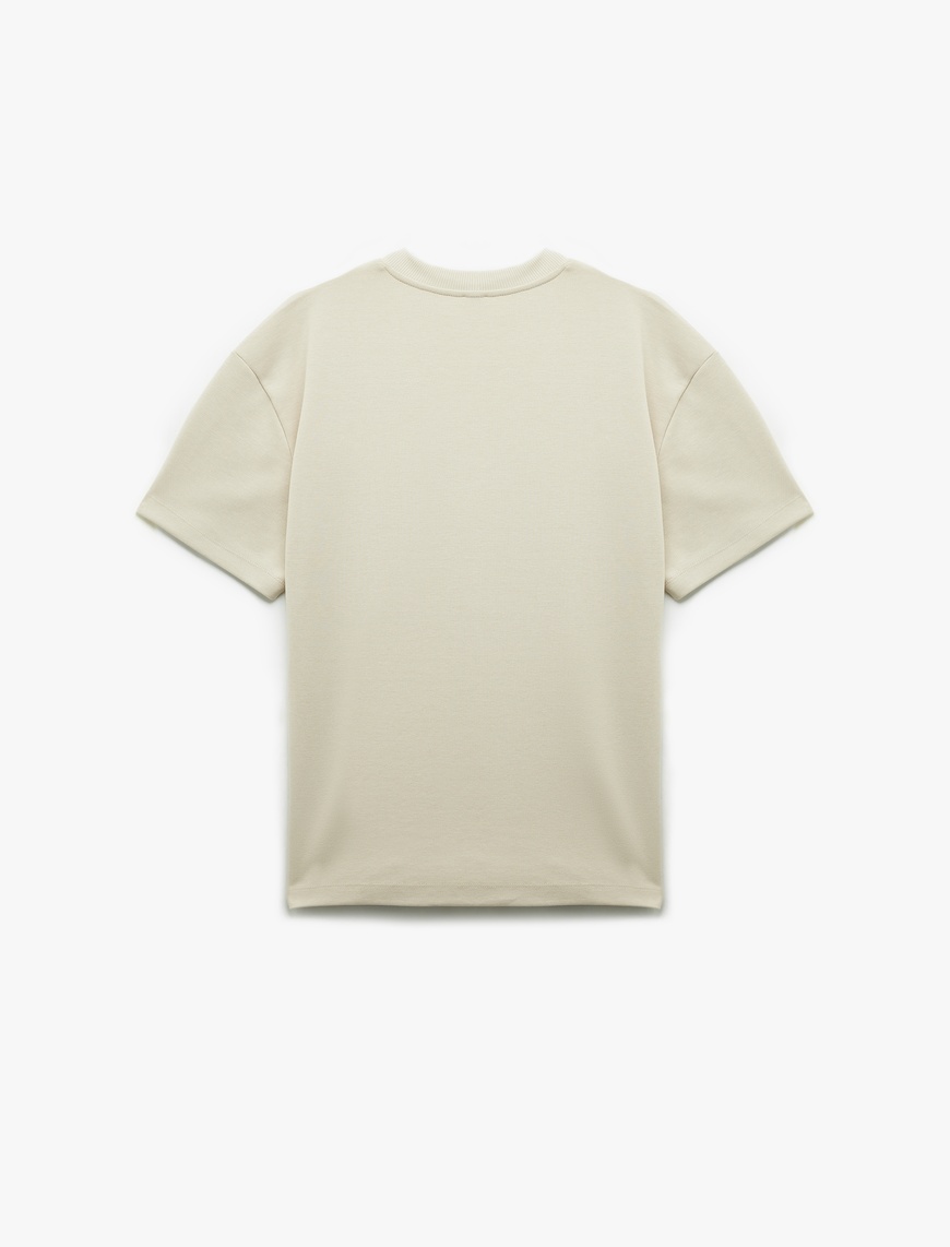   Pamuklu Kısa Kollu Pike Kumaş Bisiklet Yaka Basic Oversize Tişört
