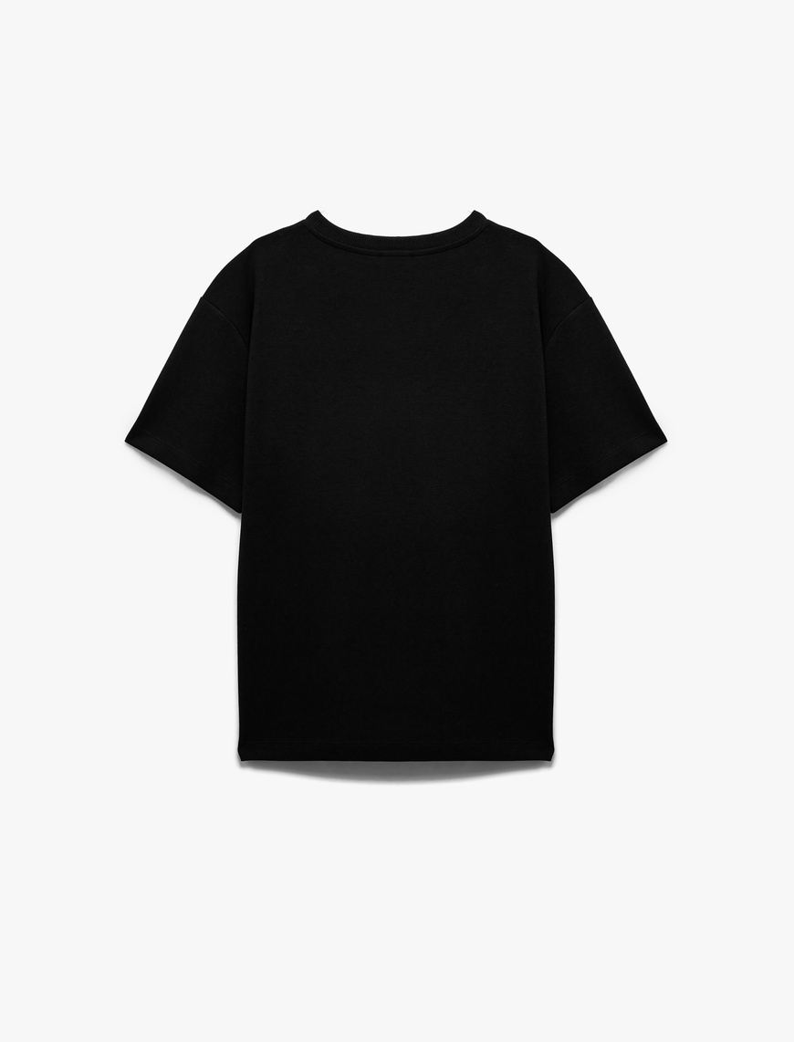   Pamuklu Kısa Kollu Pike Kumaş Bisiklet Yaka Basic Oversize Tişört