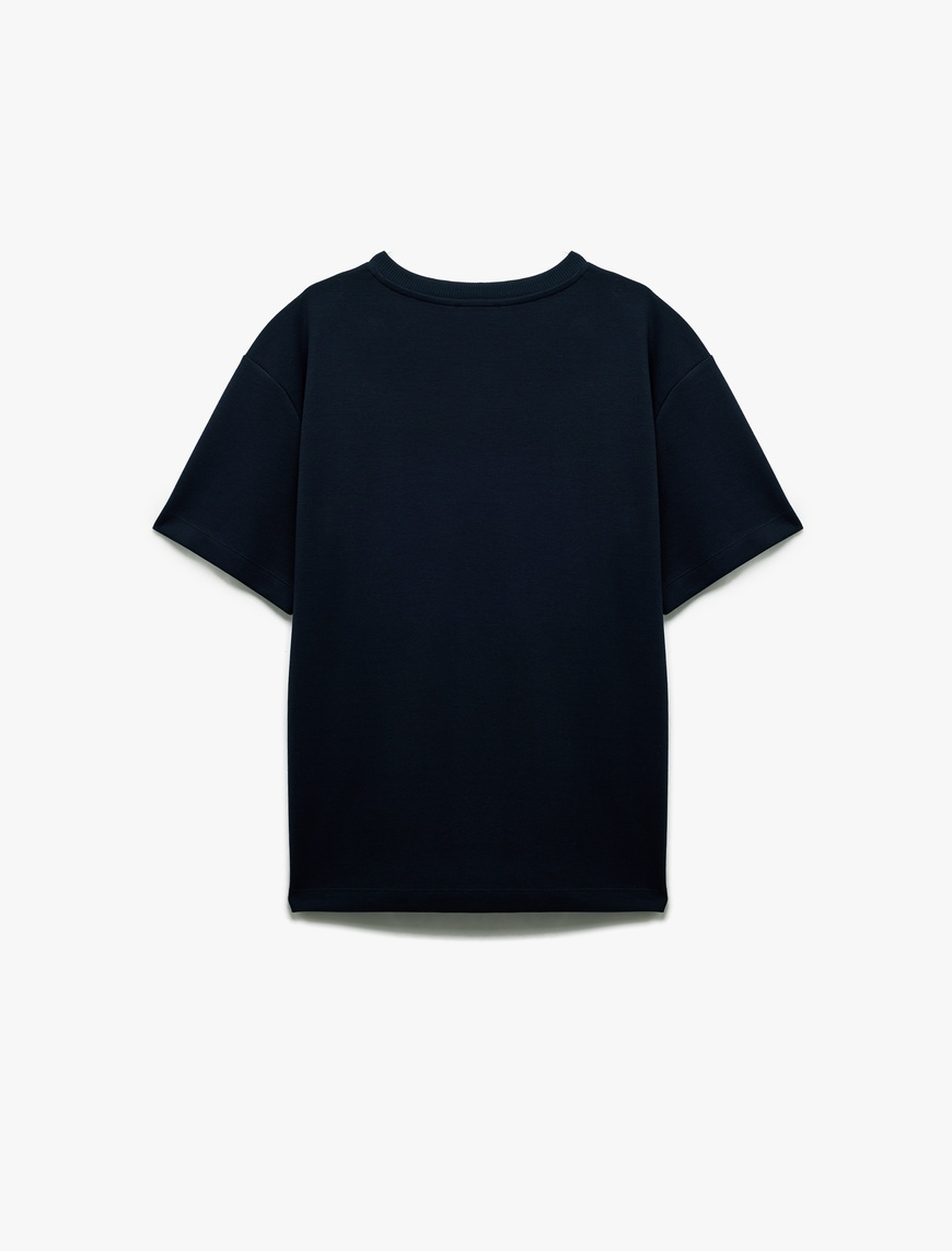   Pamuklu Kısa Kollu Pike Kumaş Bisiklet Yaka Basic Oversize Tişört