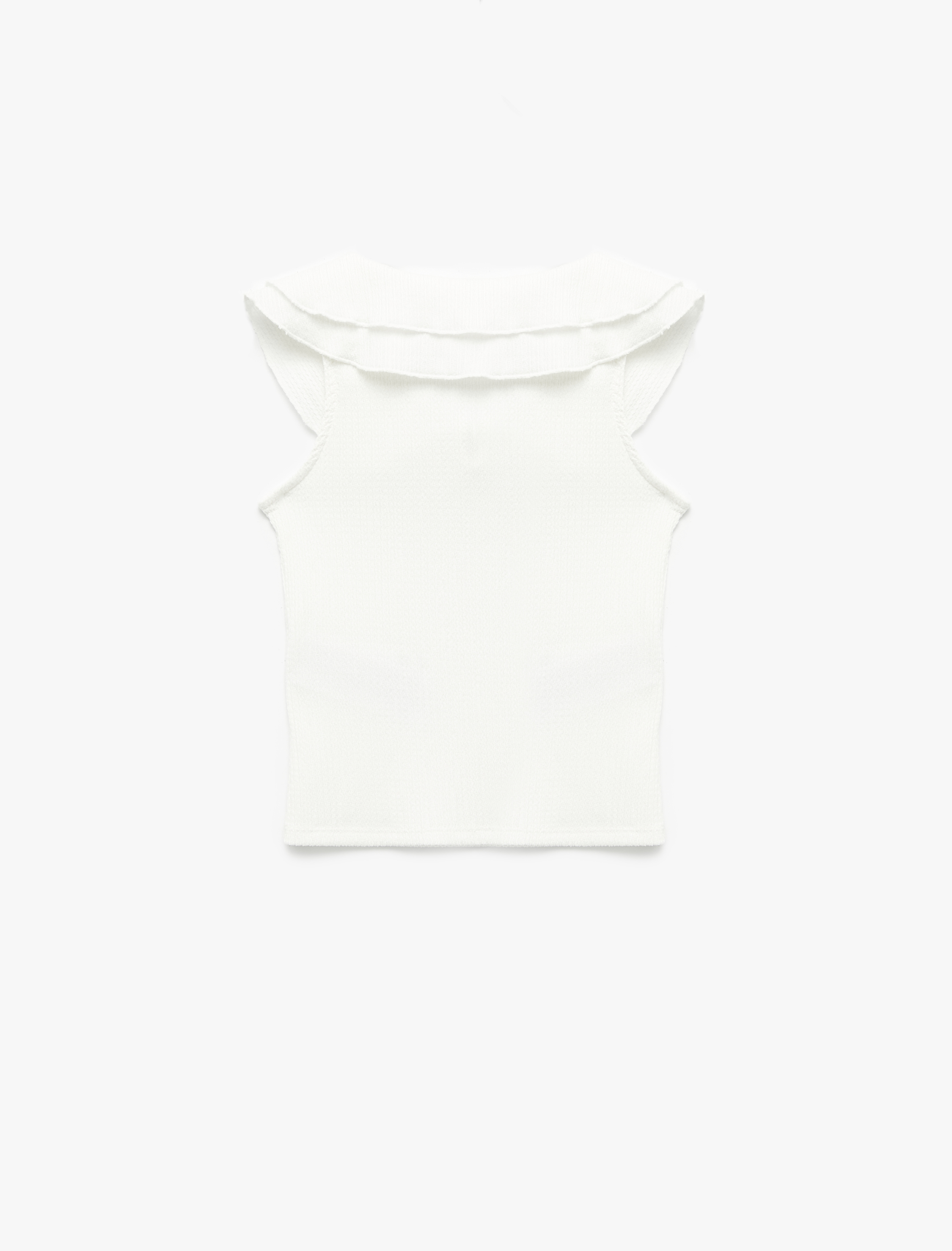  Kız Çocuk Fırfır Detaylı Kolsuz Bebe Yaka Bluz