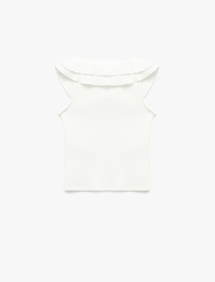 Kız Çocuk Fırfır Detaylı Kolsuz Bebe Yaka Bluz