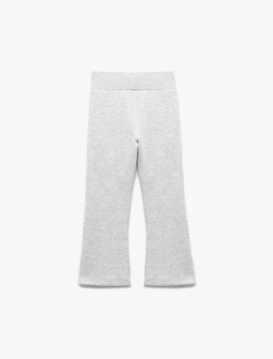  Kız Çocuk Beli Lastikli Şardonlu Basic İspanyol Paça Pantolon