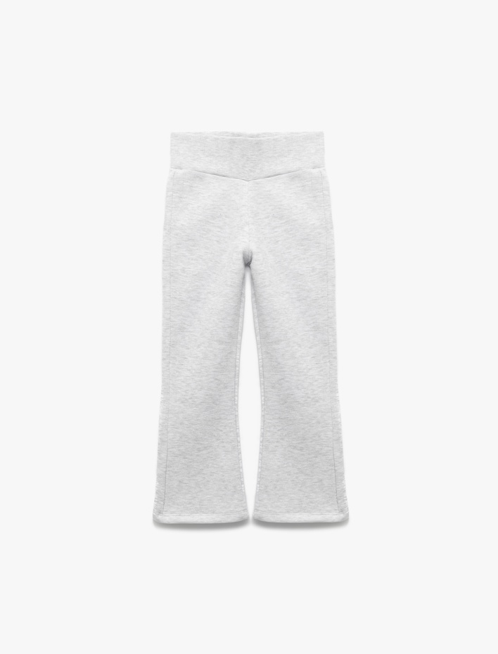 Kız Çocuk Beli Lastikli Şardonlu Basic İspanyol Paça Pantolon