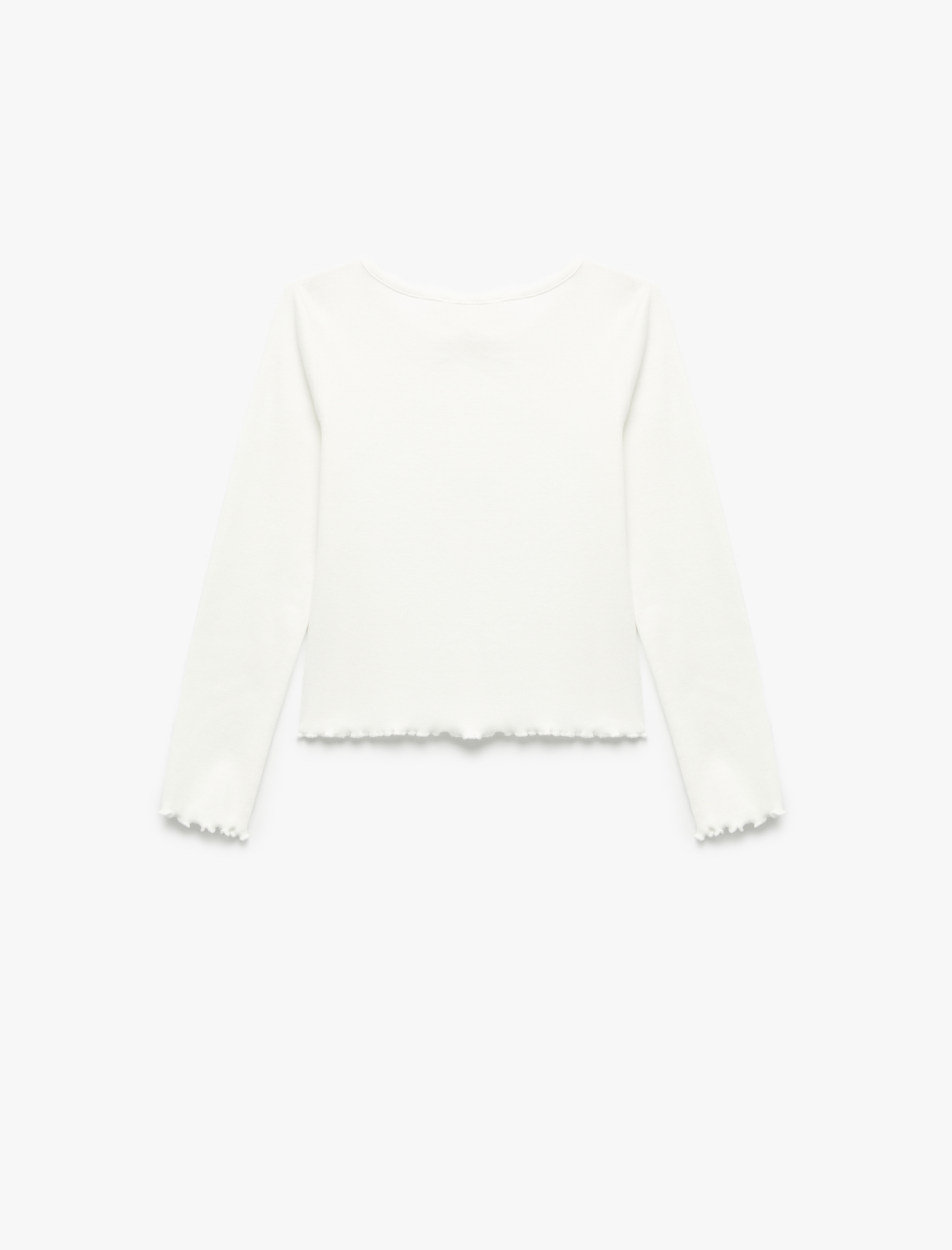  Kız Çocuk Pamuklu Baskılı Uzun Kollu Bisiklet Yaka Tişört