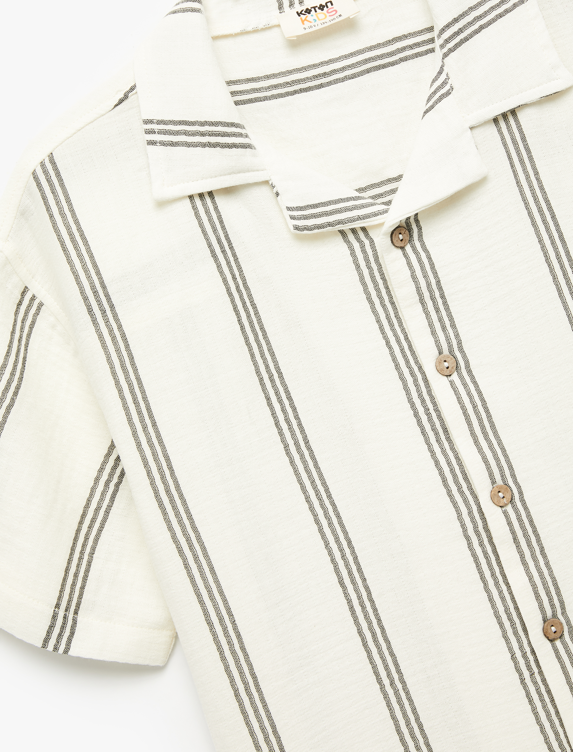  Erkek Çocuk Pamuklu Kısa Kollu Oversize Çizgili Gömlek