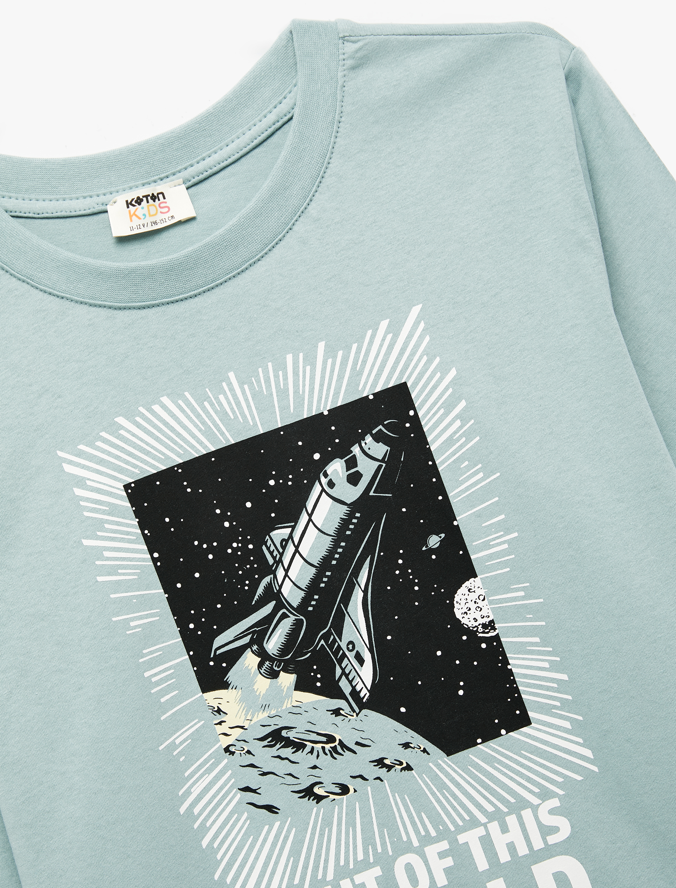  Erkek Çocuk Baskılı Uzun Kollu Bisiklet Yaka Pamuklu Tişört