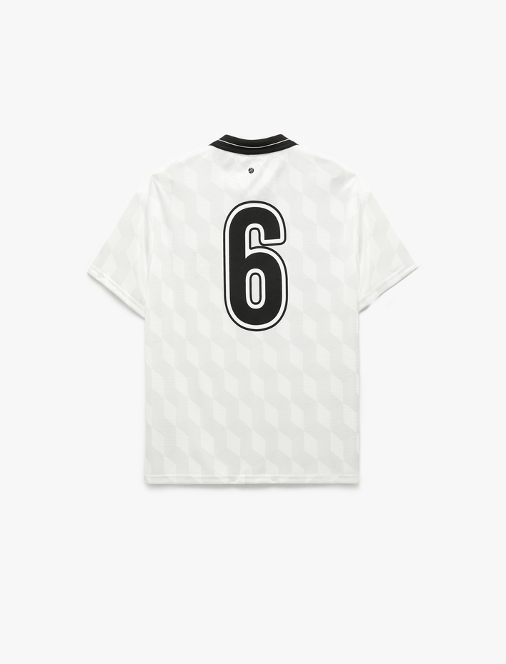  Oversize Kısa Kollu Polo Yaka Arkası Baskılı Spor Tişört