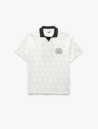 Oversize Kısa Kollu Polo Yaka Arkası Baskılı Spor Tişört