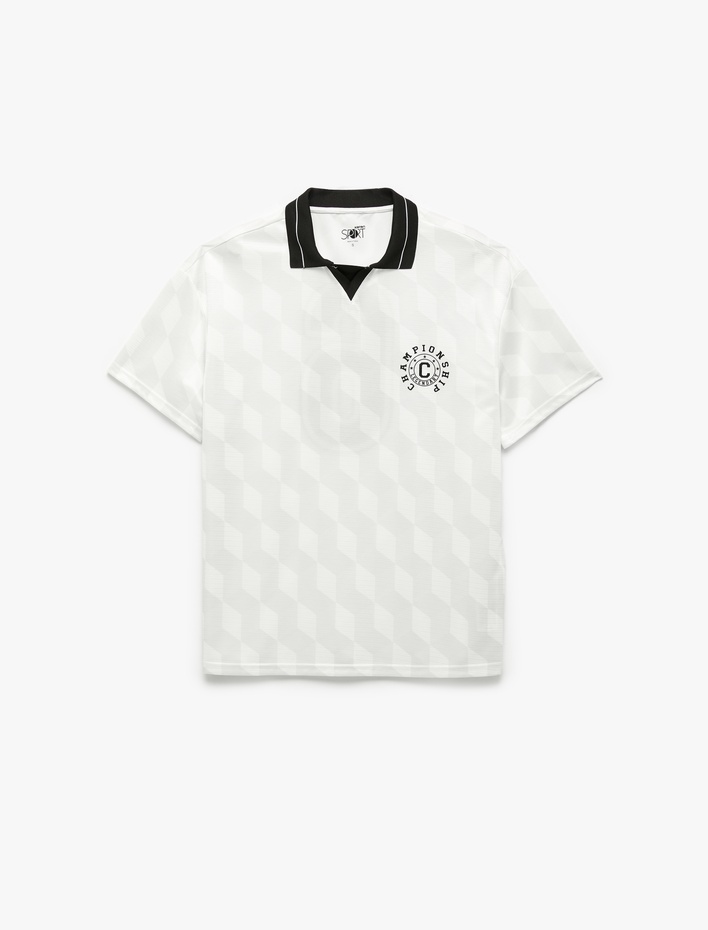  Oversize Kısa Kollu Polo Yaka Arkası Baskılı Spor Tişört
