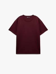 Pamuklu Kısa Kollu Pike Kumaş Bisiklet Yaka Basic Oversize Tişört