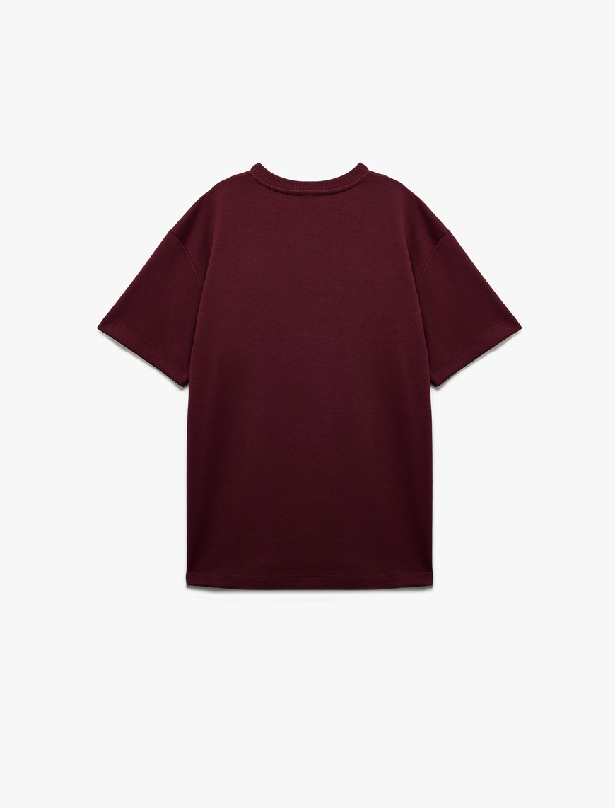   Pamuklu Kısa Kollu Pike Kumaş Bisiklet Yaka Basic Oversize Tişört