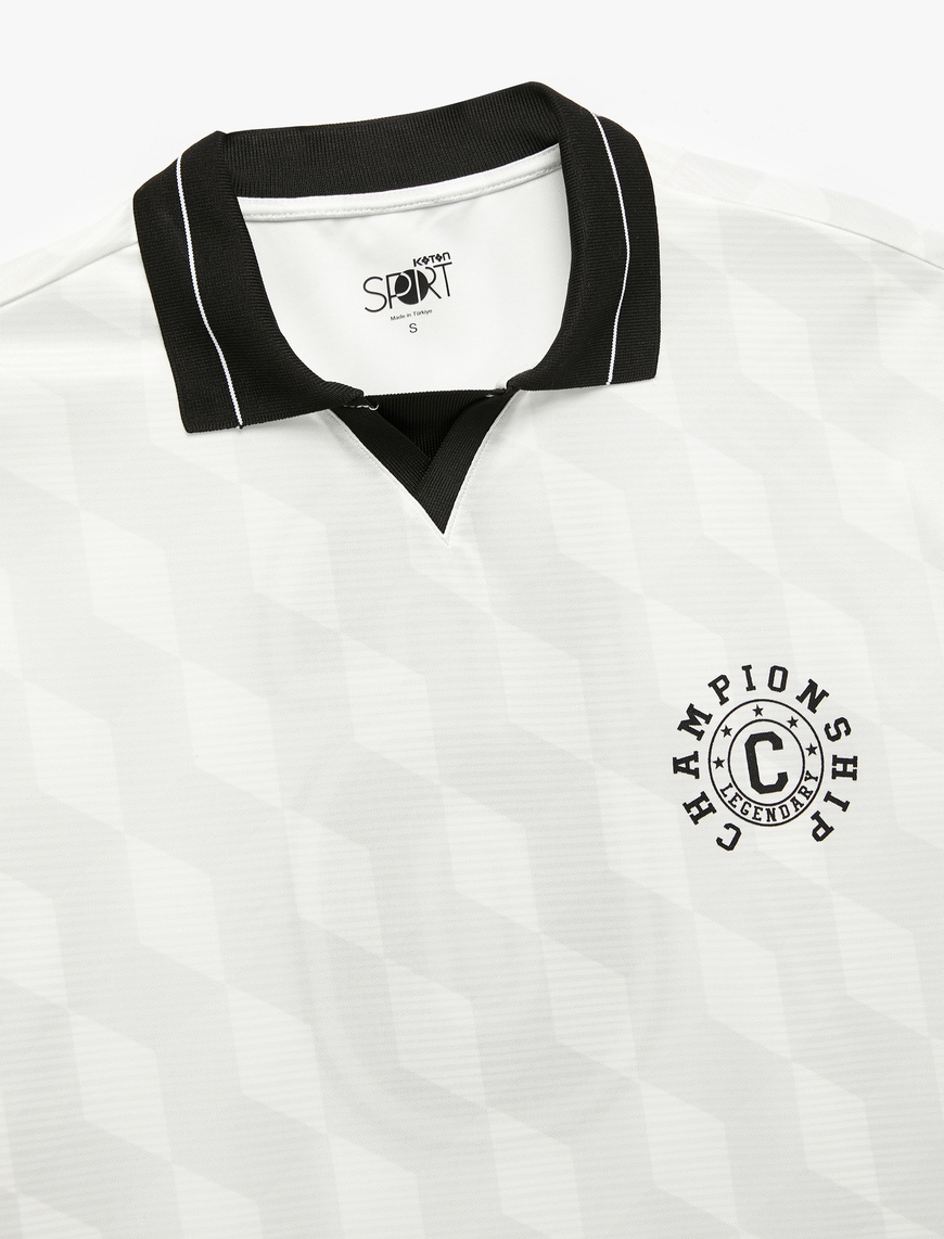   Oversize Kısa Kollu Polo Yaka Arkası Baskılı Spor Tişört