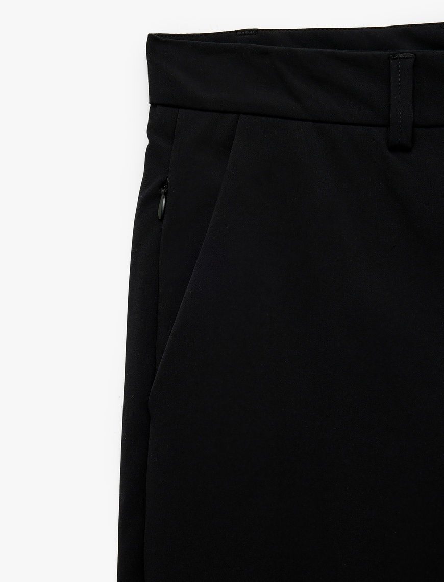   Slim Fit Cep Detaylı Düğmeli Esnek Kumaş Pantolon