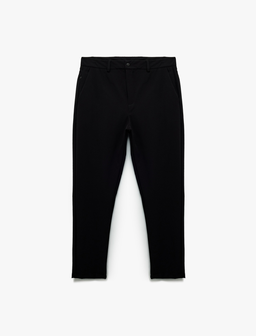   Slim Fit Cep Detaylı Düğmeli Esnek Kumaş Pantolon
