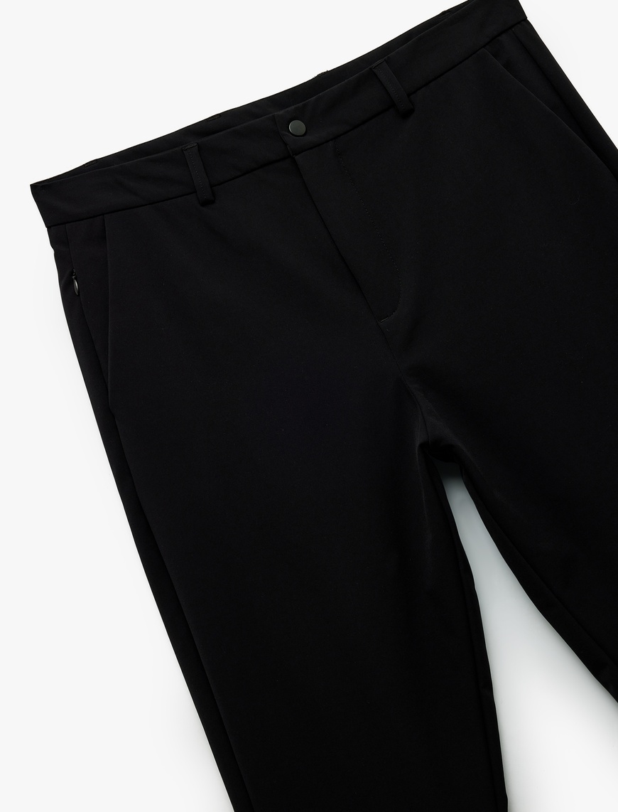   Slim Fit Cep Detaylı Düğmeli Esnek Kumaş Pantolon