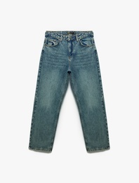 Pamuklu Cep Detaylı Bol Baggy Jean Pantolon