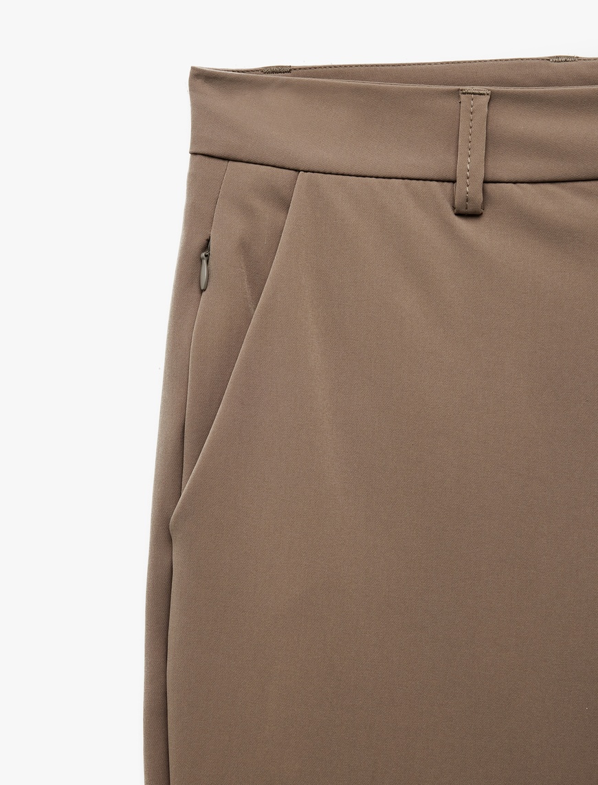   Slim Fit Cep Detaylı Düğmeli Esnek Kumaş Pantolon