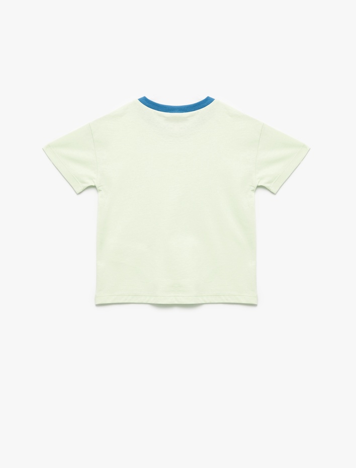 Erkek Bebek Robot Baskılı Pamuklu Kısa Kollu Bisiklet Yaka Tişört