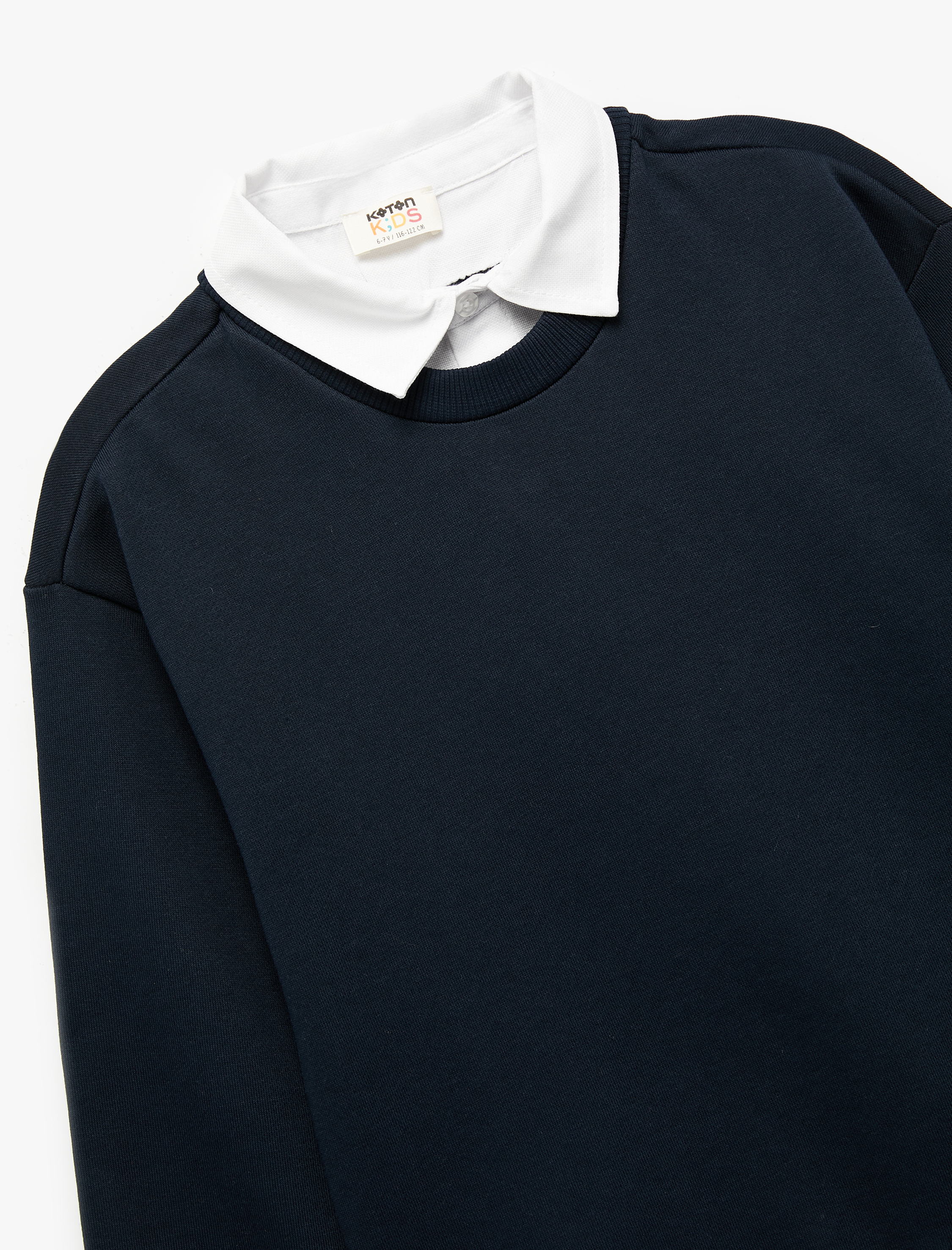  Erkek Çocuk Uzun Kollu Okul Gömleği Yaka Oversize Okul Sweatshirt