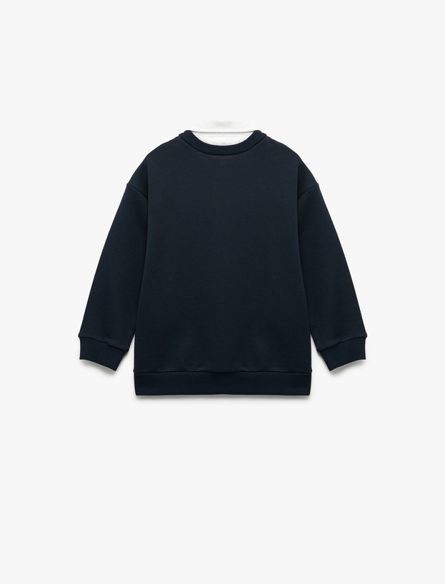 Uzun Kollu Okul Gömleği Yaka Oversize Okul Sweatshirt_1