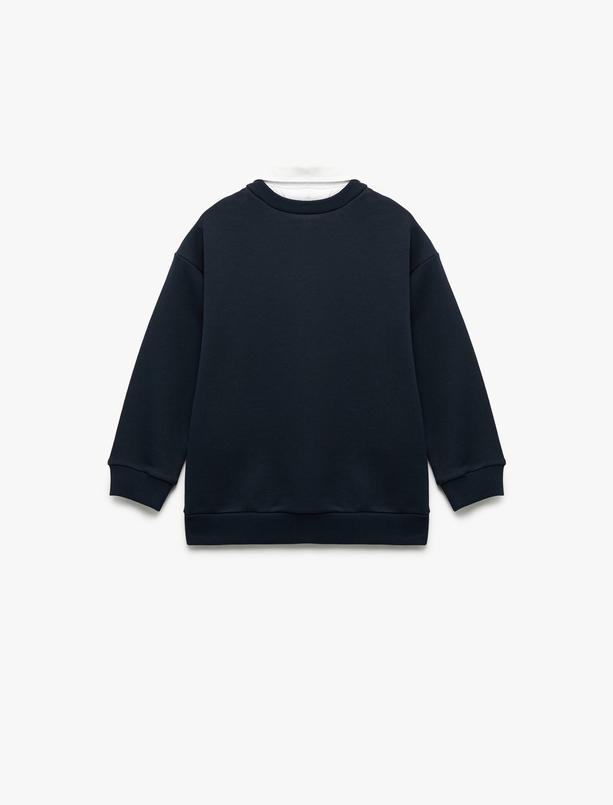  Erkek Çocuk Uzun Kollu Gömlek Yaka Oversize Sweatshirt