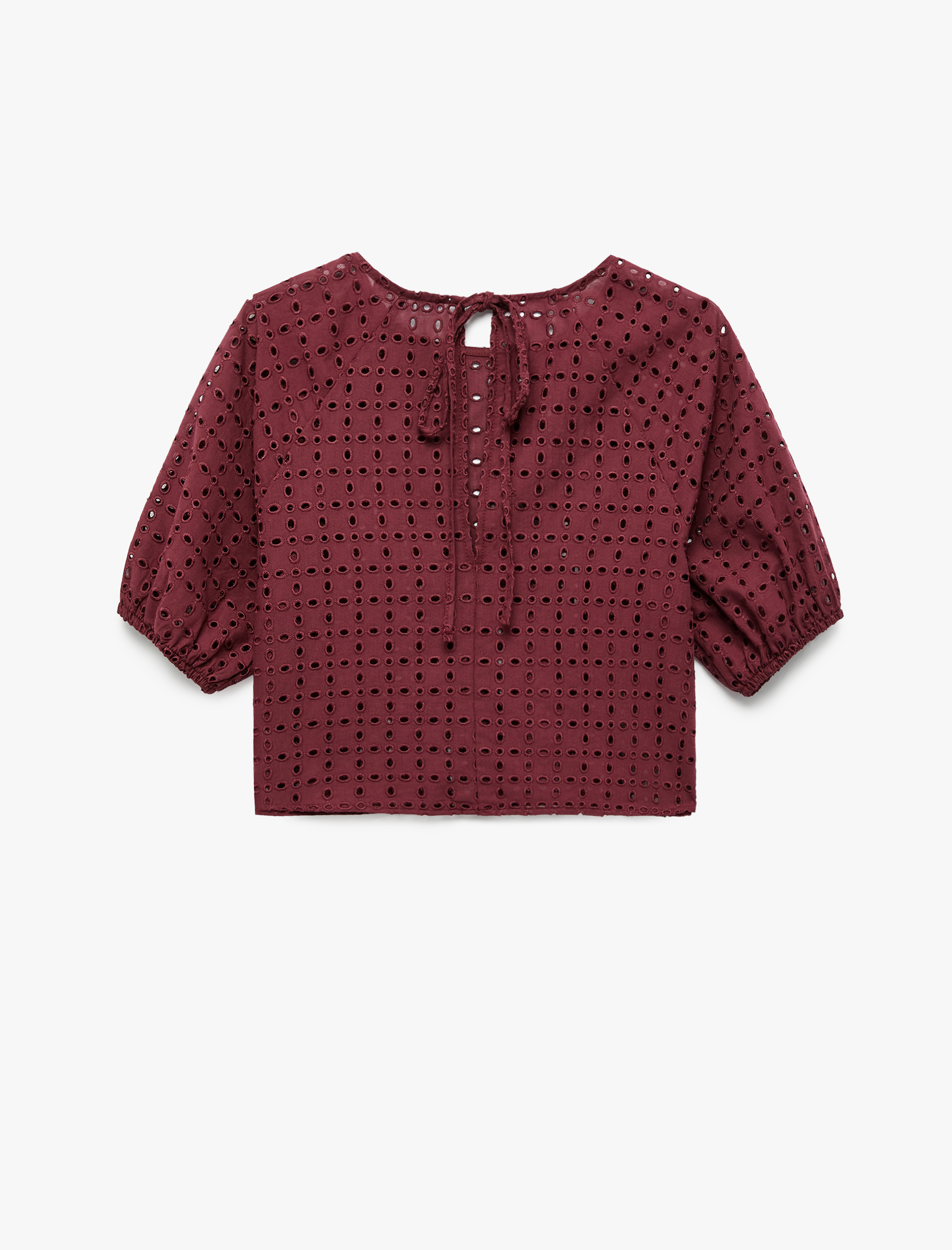   Koton X Melis Ağazat - Pamuklu Astarlı Brodeli Fistolu Kısa Kollu Bisiklet Yaka Bluz