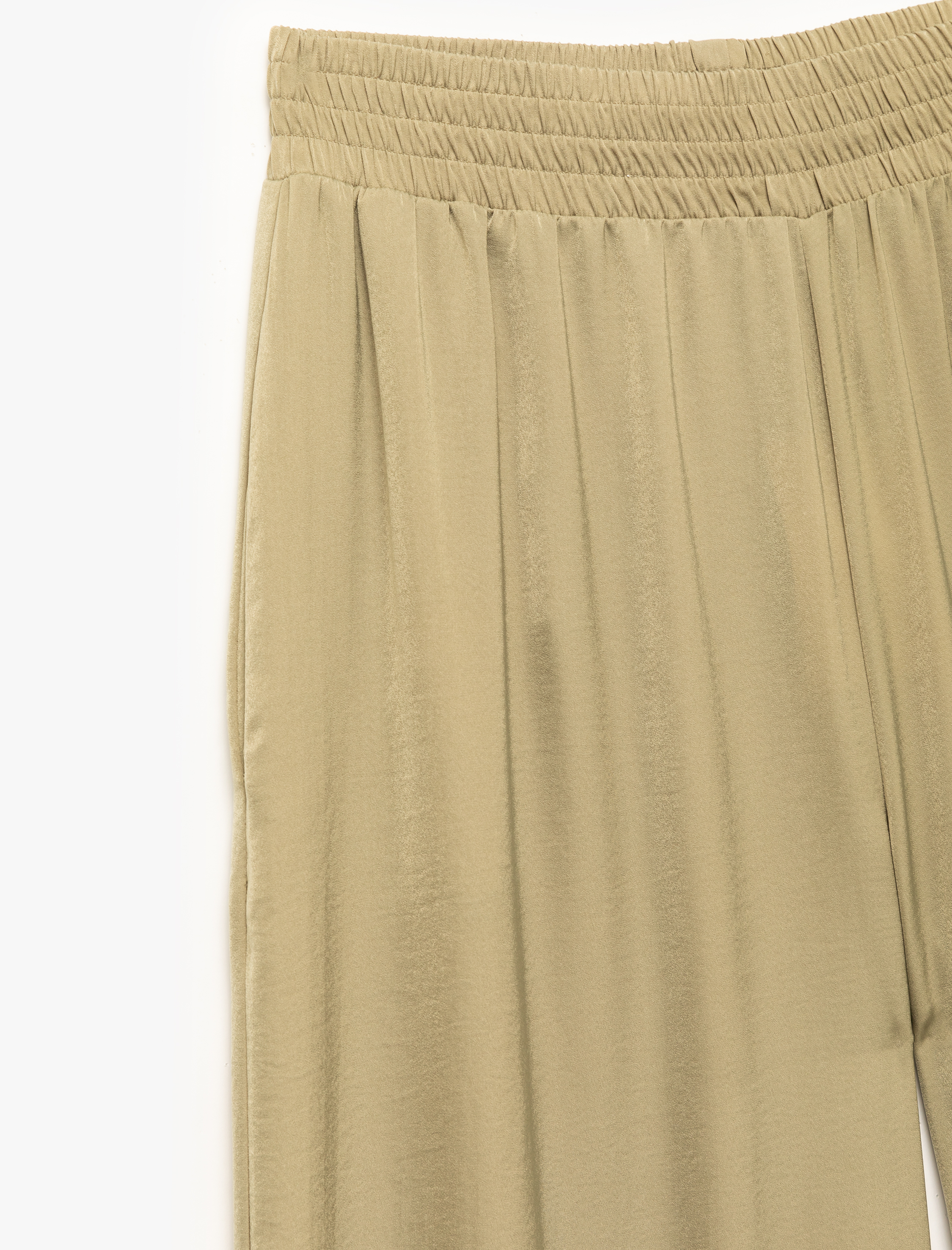   Aerobin Kumaş Cepli Pileli Geniş Paça Saten Palazzo Pantolon