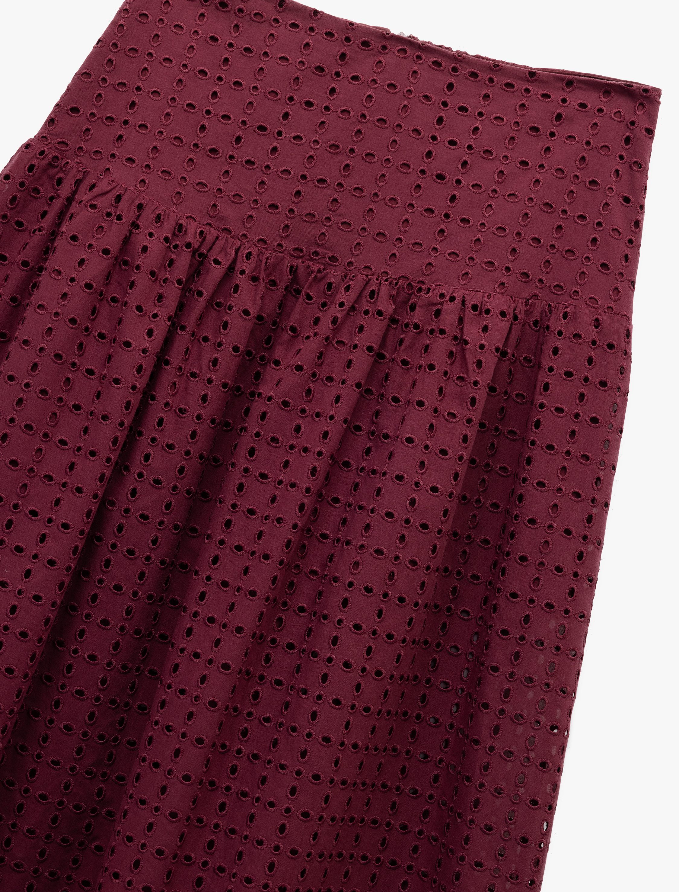   Koton X Melis Ağazat - Pamuklu Fistolu Brodeli Çan Kesim Midi Boy Kloş Etek