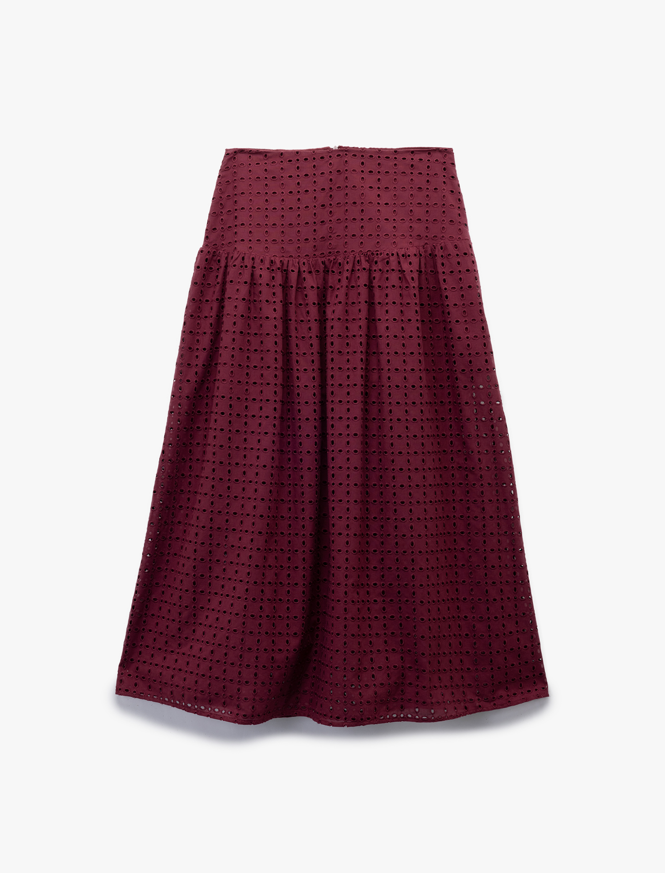   Koton X Melis Ağazat - Pamuklu Fistolu Brodeli Çan Kesim Midi Boy Kloş Etek