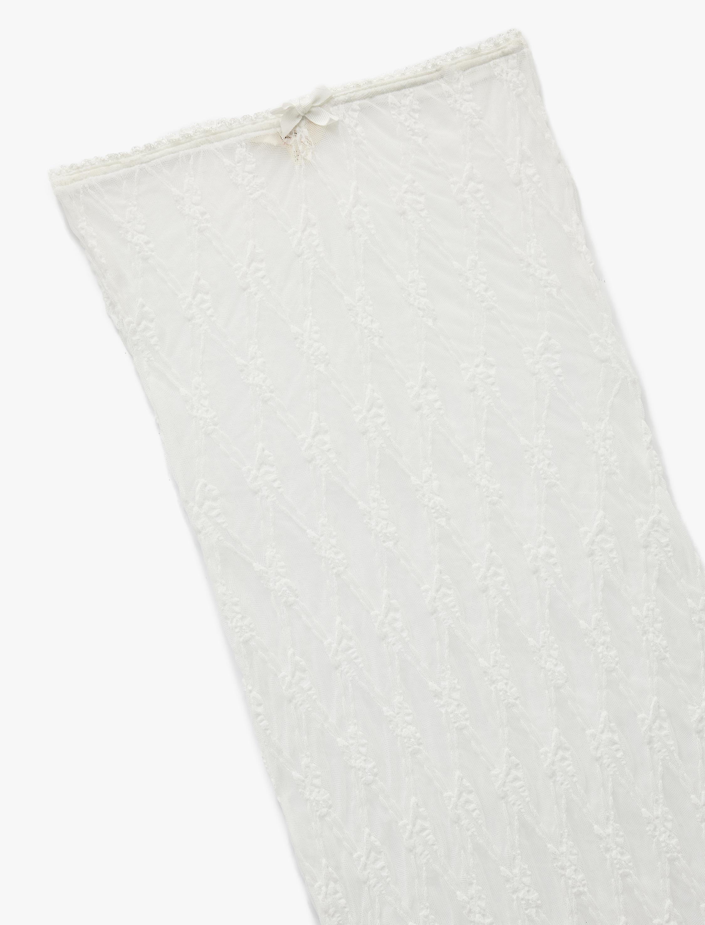   Transparan Uzun Dantelli Çiçekli Straplez Plaj Elbisesi