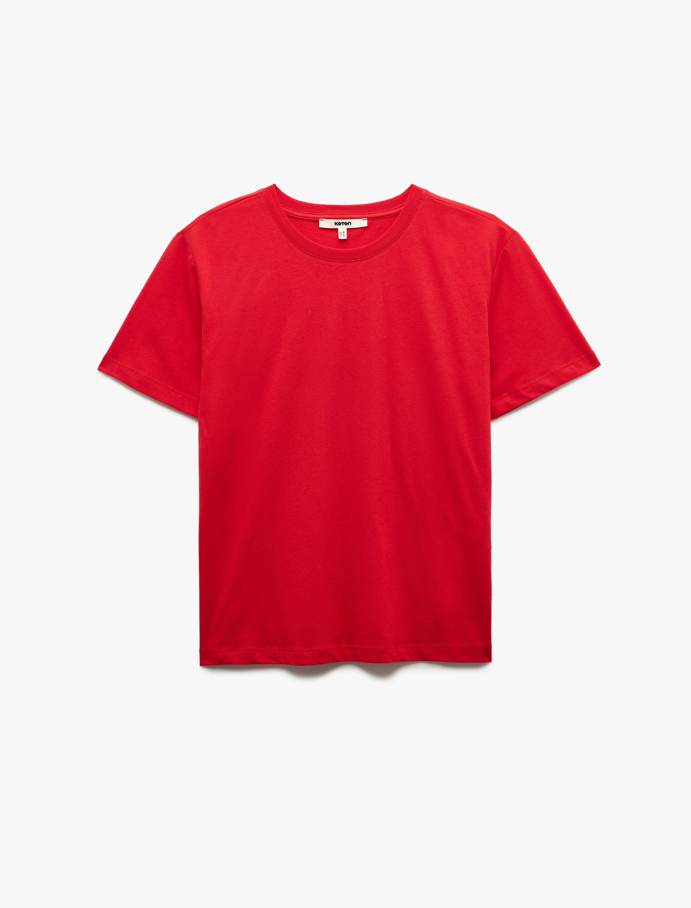   Pamuklu Kısa Kollu Bisiklet Yaka Basic Tişört