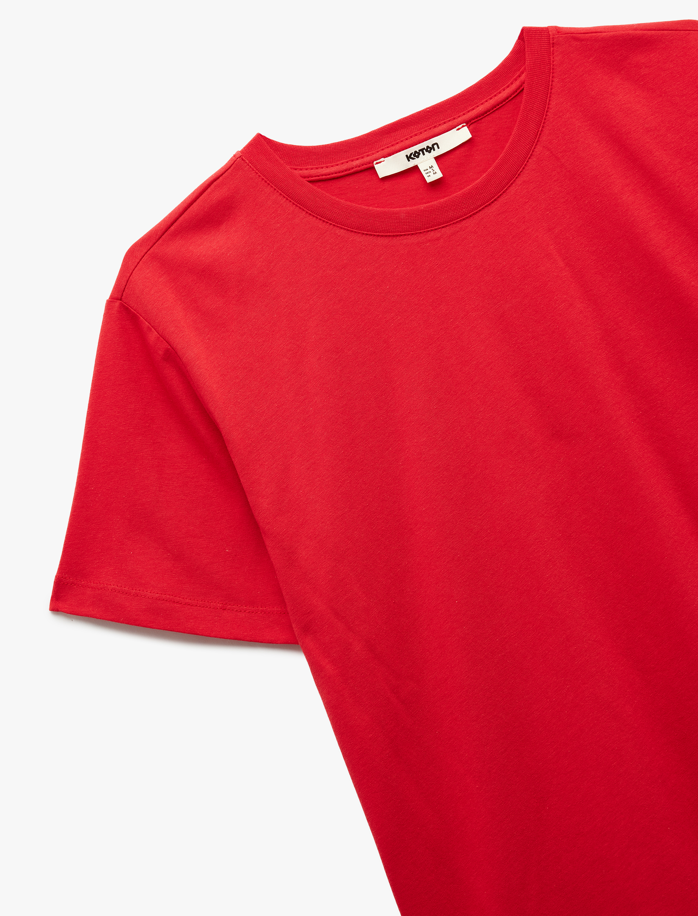   Pamuklu Kısa Kollu Bisiklet Yaka Basic Tişört