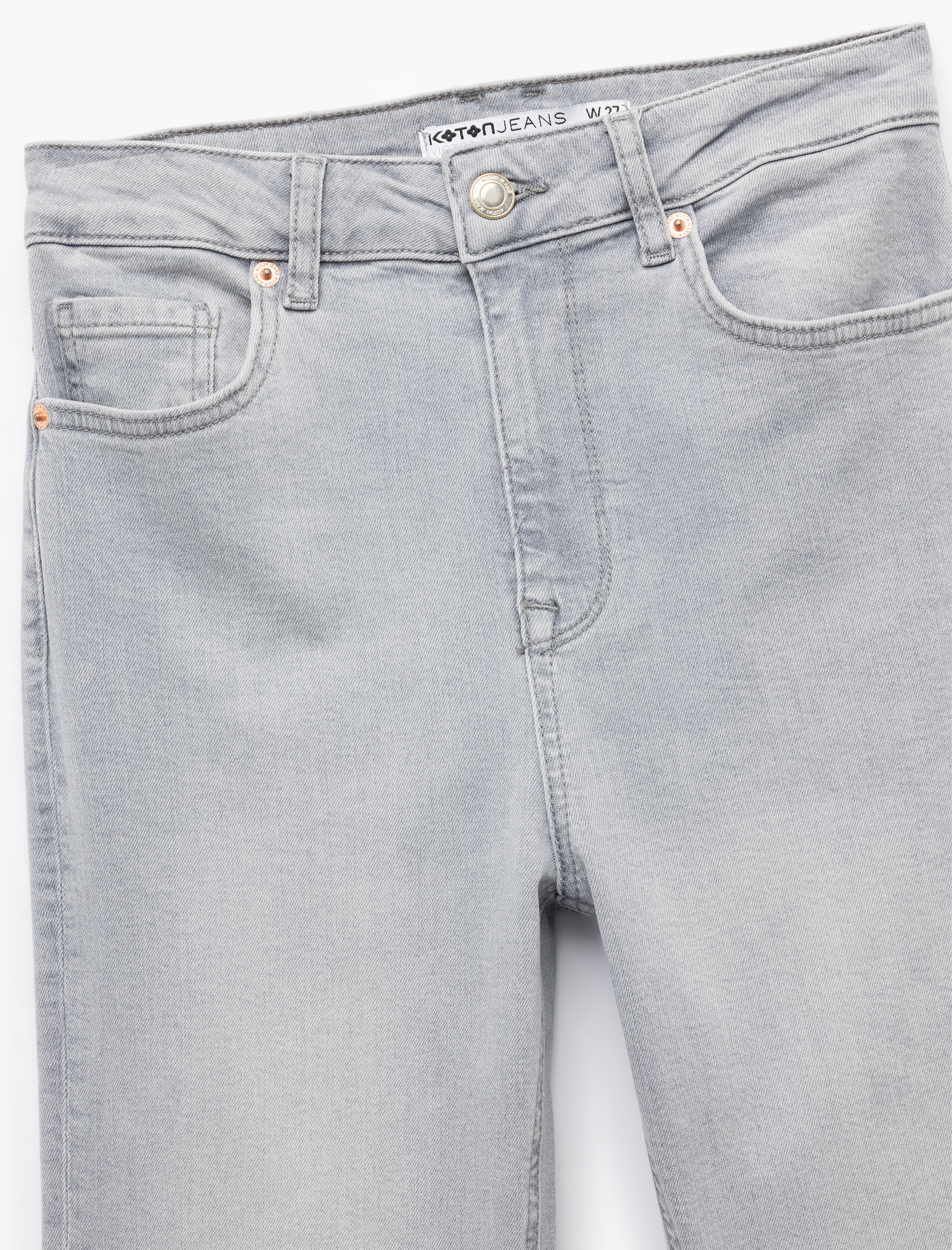   Yüksek Bel Dar Kalıp Düğmeli Cepli İspanyol Paça Crop Jean Pantolon - Flare Jeans