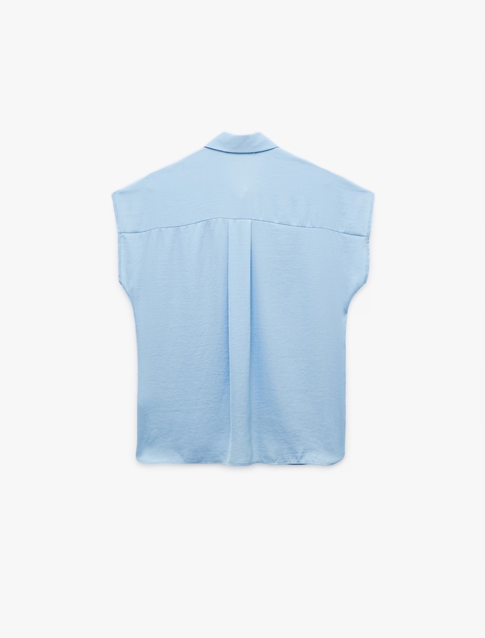  Aerobin Kumaş Klasik Yaka Kolsuz Düğmeli Saten Gömlek