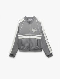 Harvard Lisanslı Fermuarlı Şardonlu Baskılı Sweatshirt