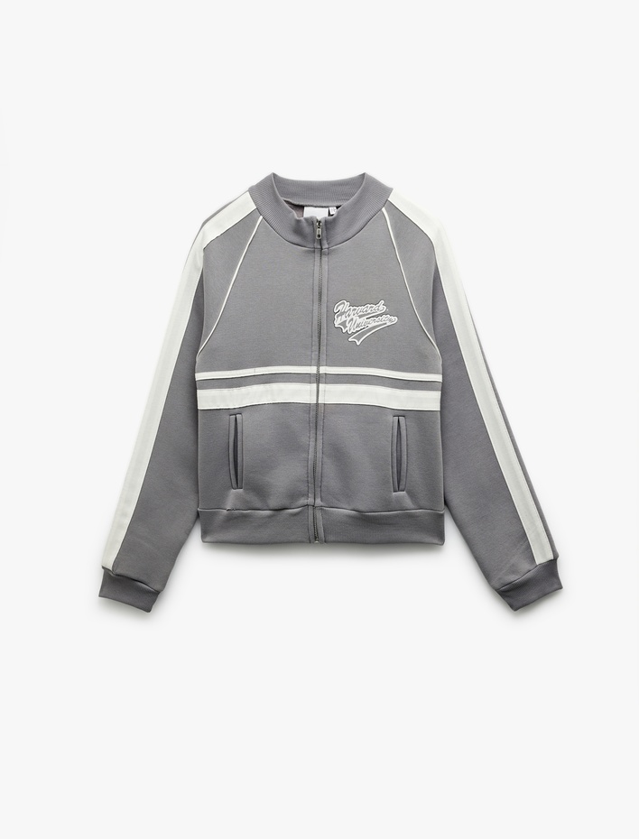  Harvard Lisanslı Fermuarlı Şardonlu Baskılı Sweatshirt