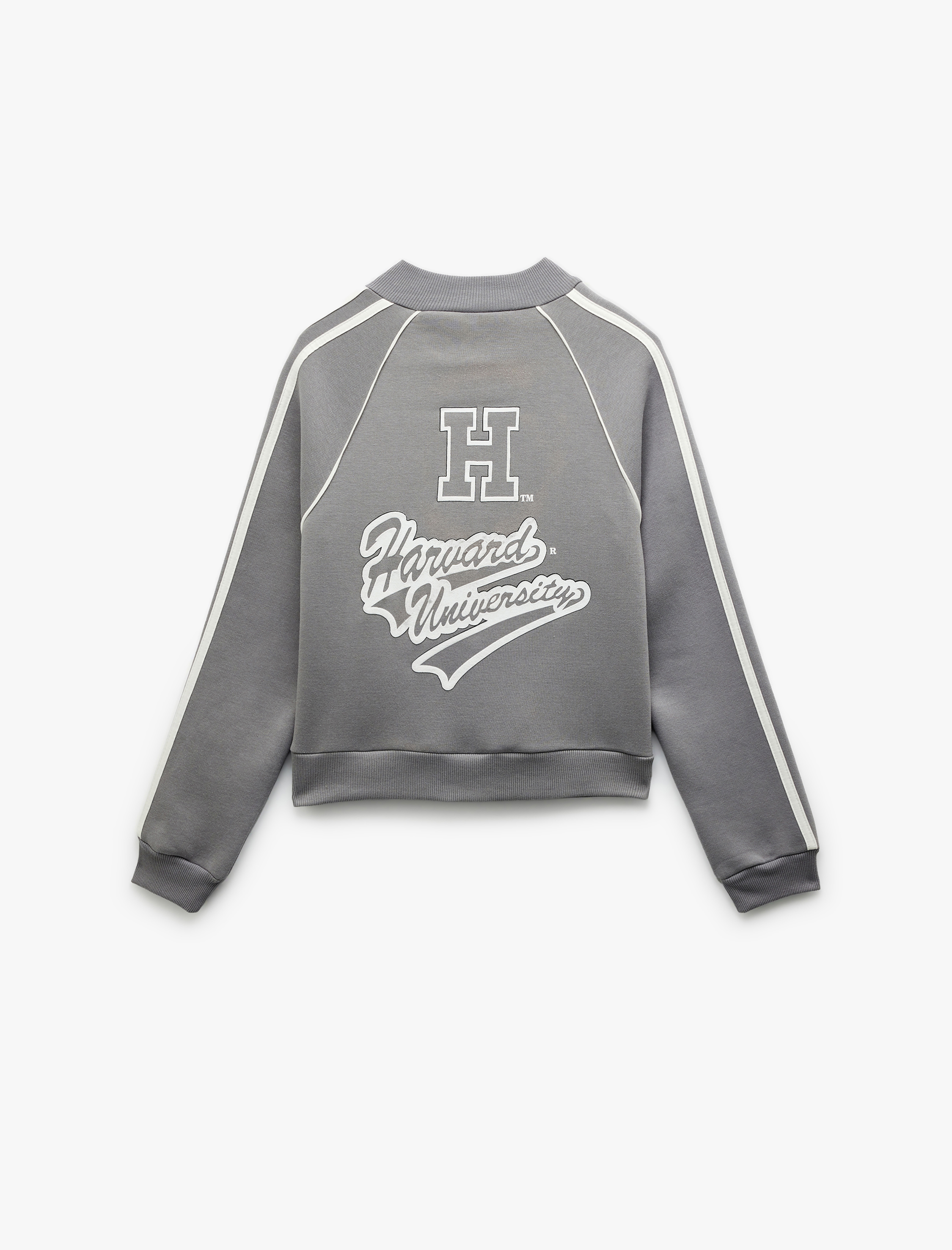   Harvard Lisanslı Fermuarlı Şardonlu Baskılı Sweatshirt