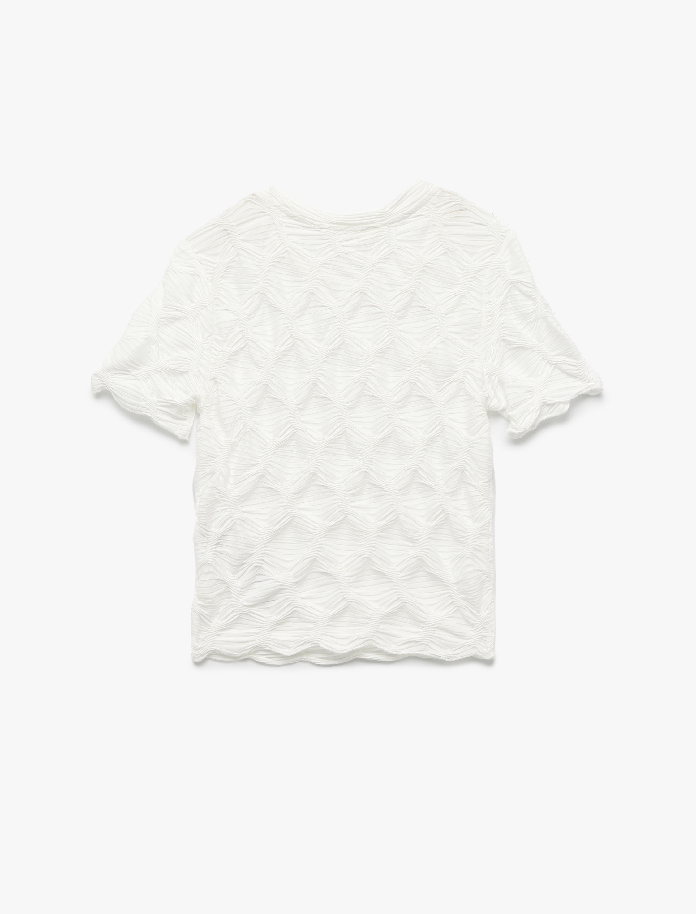 Bürümcük Kumaş Dokulu Slim Fit Kısa Kollu Bisiklet Yaka Tişört