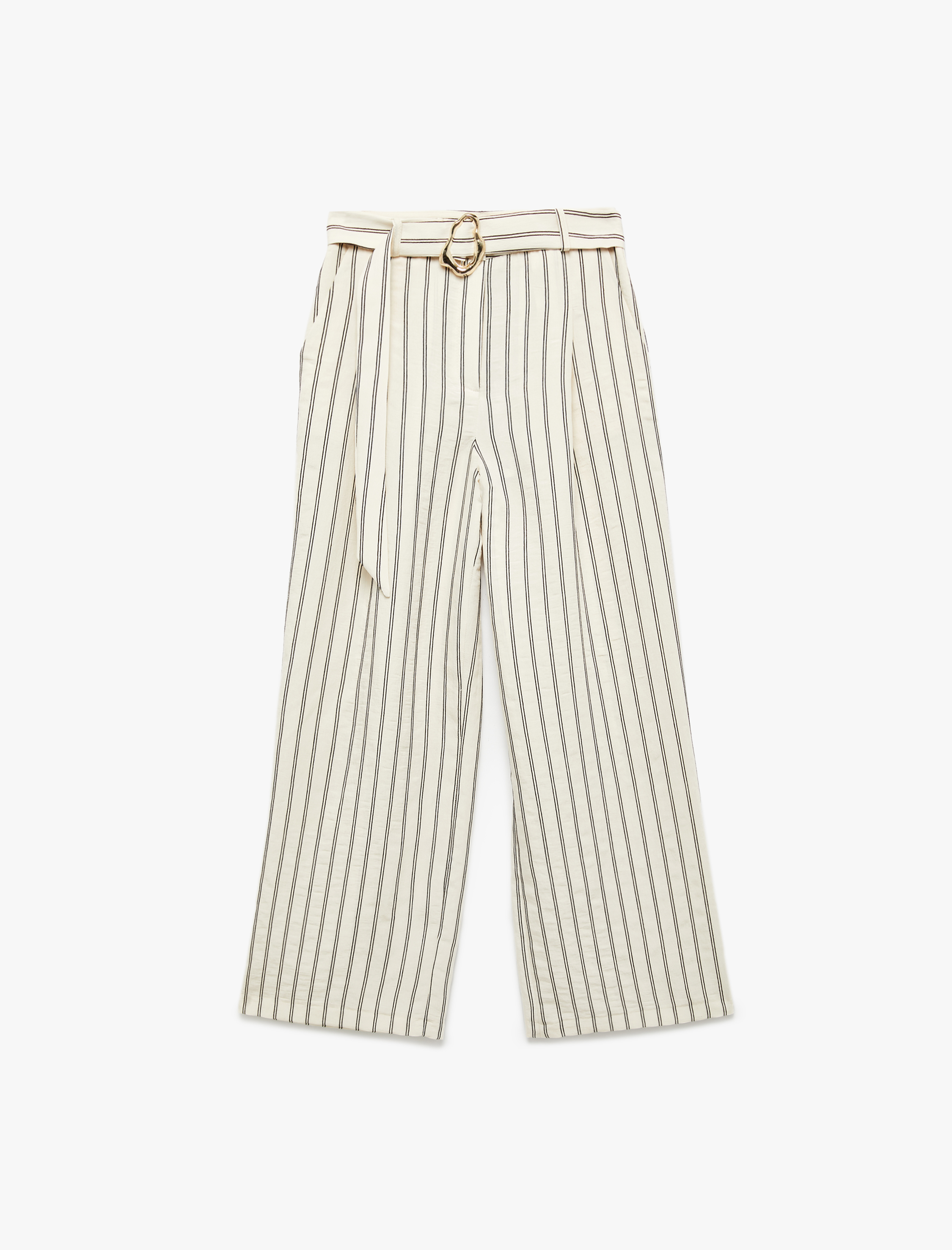 Koton X Şahika Ercümen - Modal Kumaş Kemer Detaylı Cepli Düz Bol Paça Pantolon