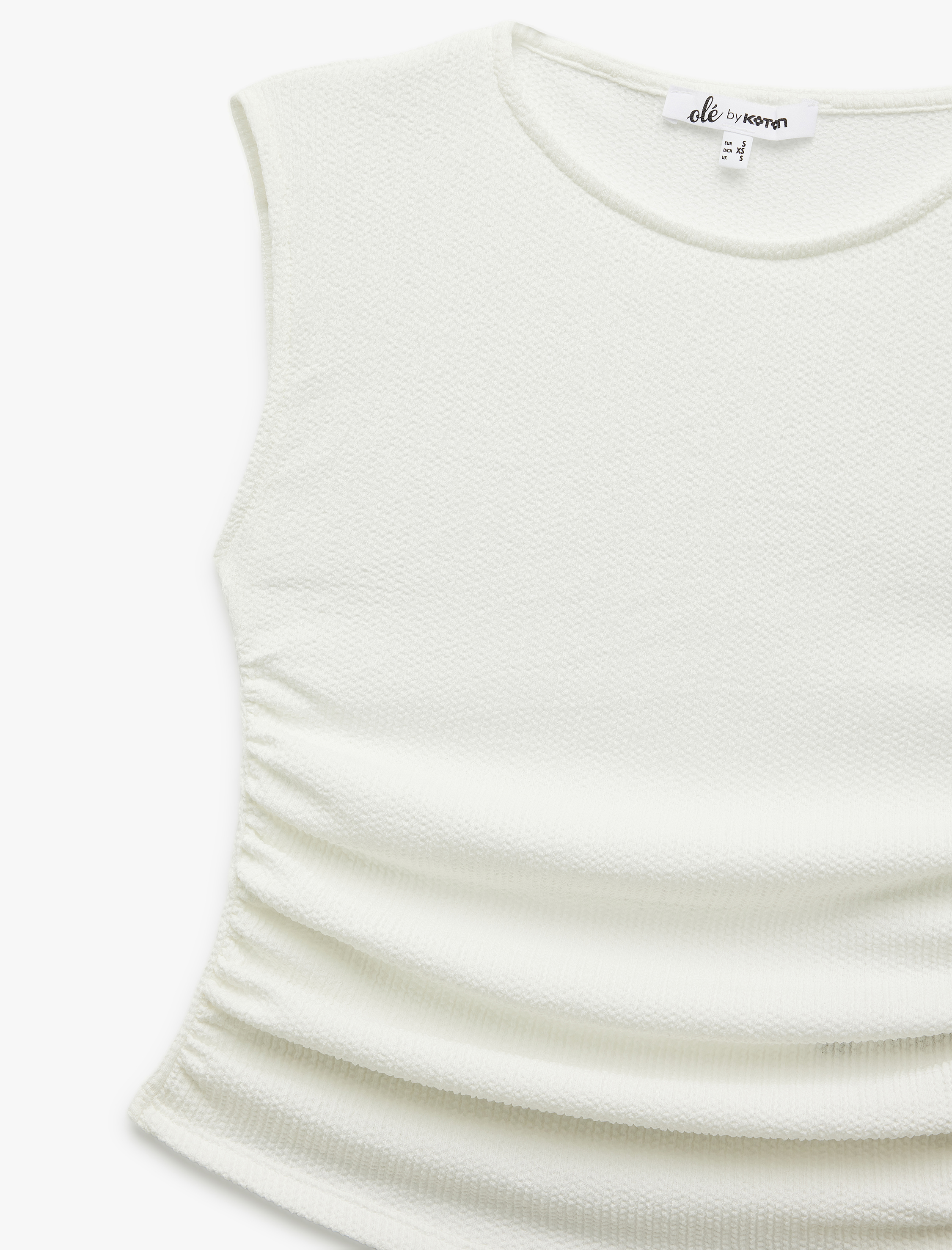   Kolsuz Bisiklet Yaka Slim Fit Bürümcük Drapeli Bluz