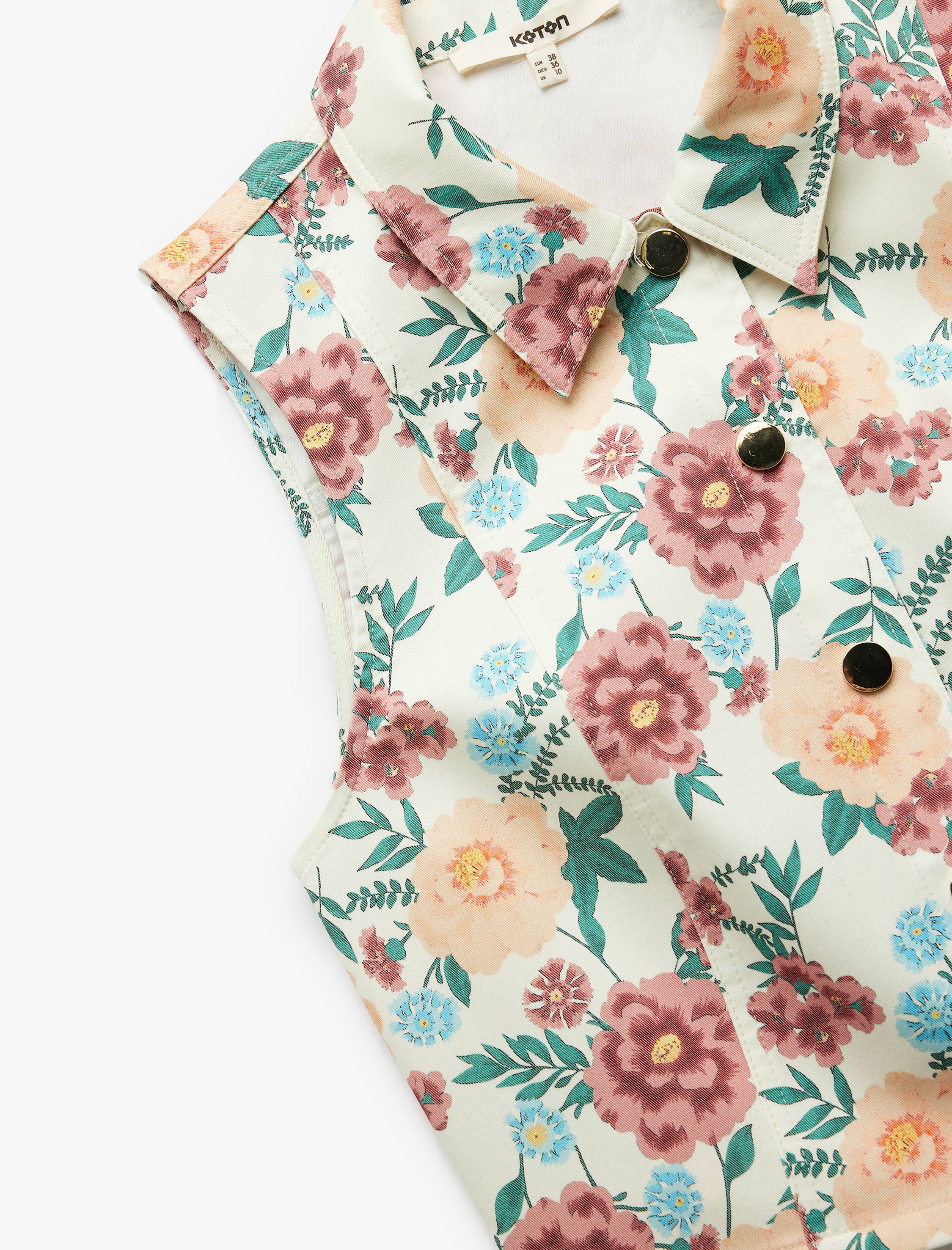   Kolsuz Gömlek Yaka Çiçekli Yelek